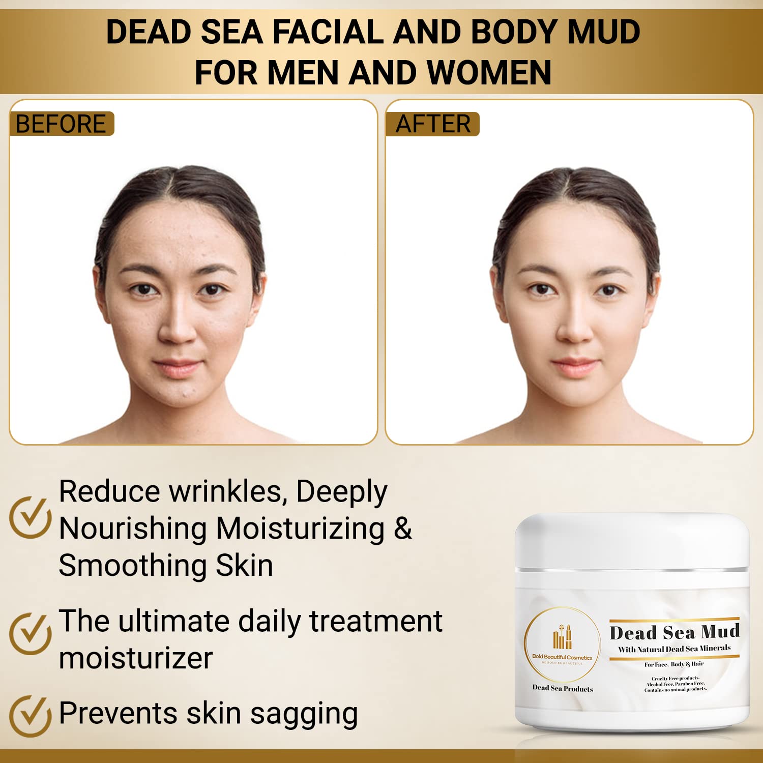 Dead Sea Mud Mask for Face & Body - Deep Cleansing & Moisturizing Treatment for Acne & Blackheads - Natural Skincare for Women & Men - 7.05 oz - Made in Jordan - Perfect for Spa Days & At-Home Self Care