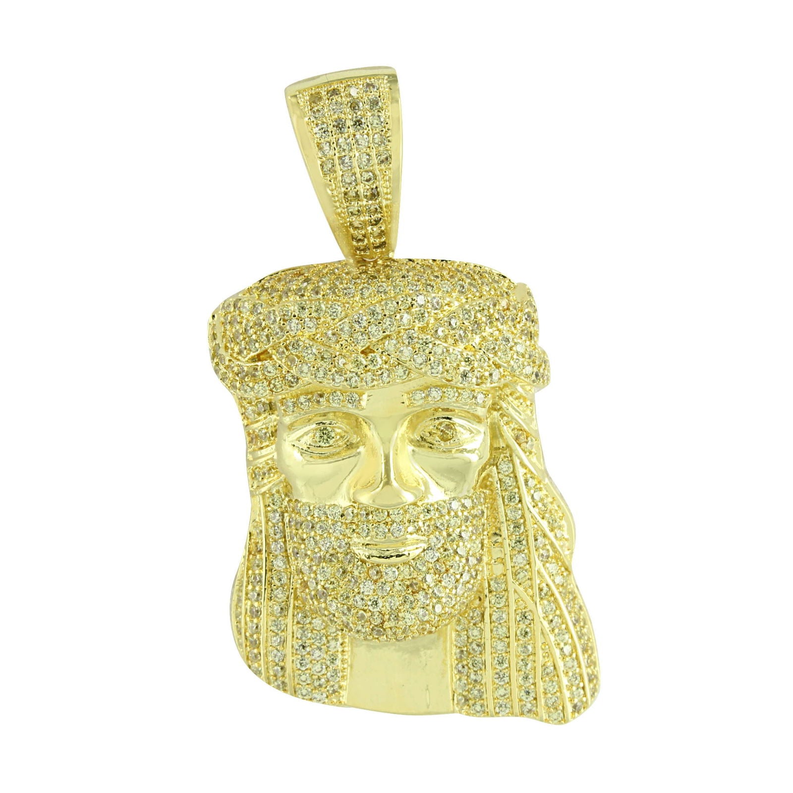 Gold Plated Jesus Face Pendant with Simulated Diamonds - Religious Jewelry for Men & Women - Perfect for Gifts, Church Events & Daily Wear