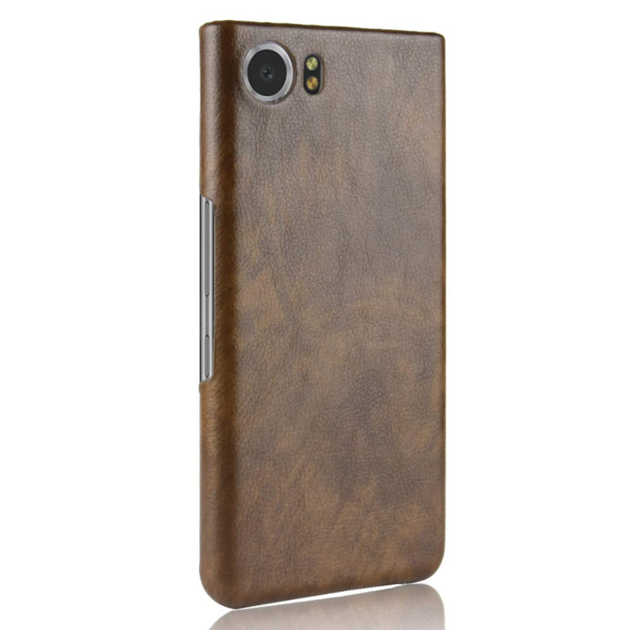 BlackBerry KEYone Case - Retro PU Leather Ultra Slim Shockproof Protective Cover with Back Bumper | Perfect for Business Professionals & Travel (Brown)