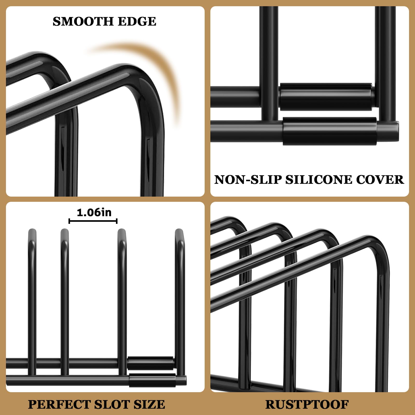 Premium Heavy-Duty Cutting Board Organizer Rack - Space Saving Iron Wire Holder for Cutting Boards & Trays (Black, 1 Pack) - Perfect for Kitchen Organization & Countertop Storage