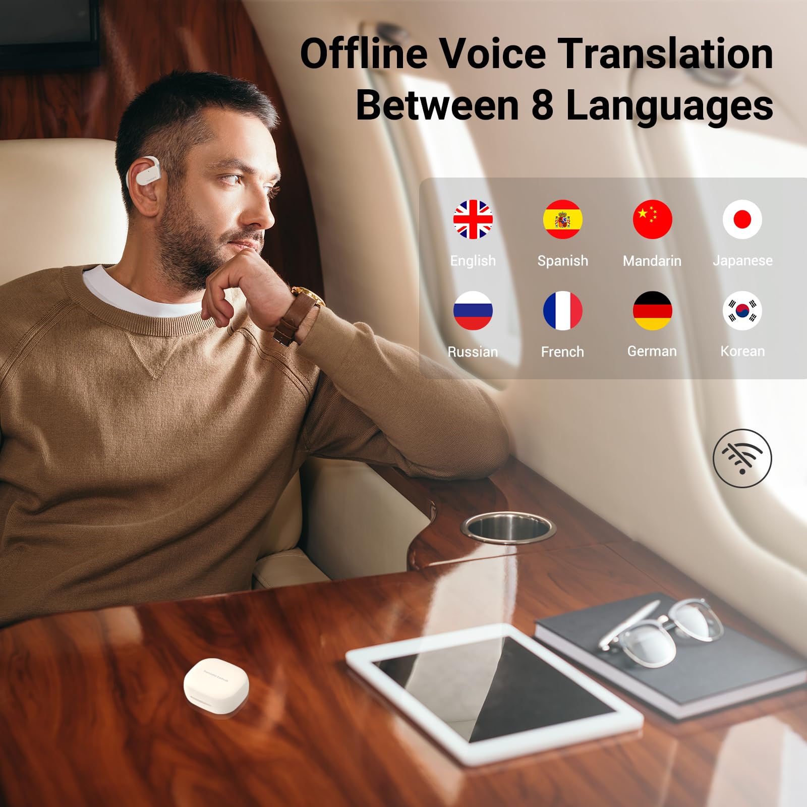 M9 AI Translator Earbuds - 144 Languages, Open-Ear Design for Travel & Business