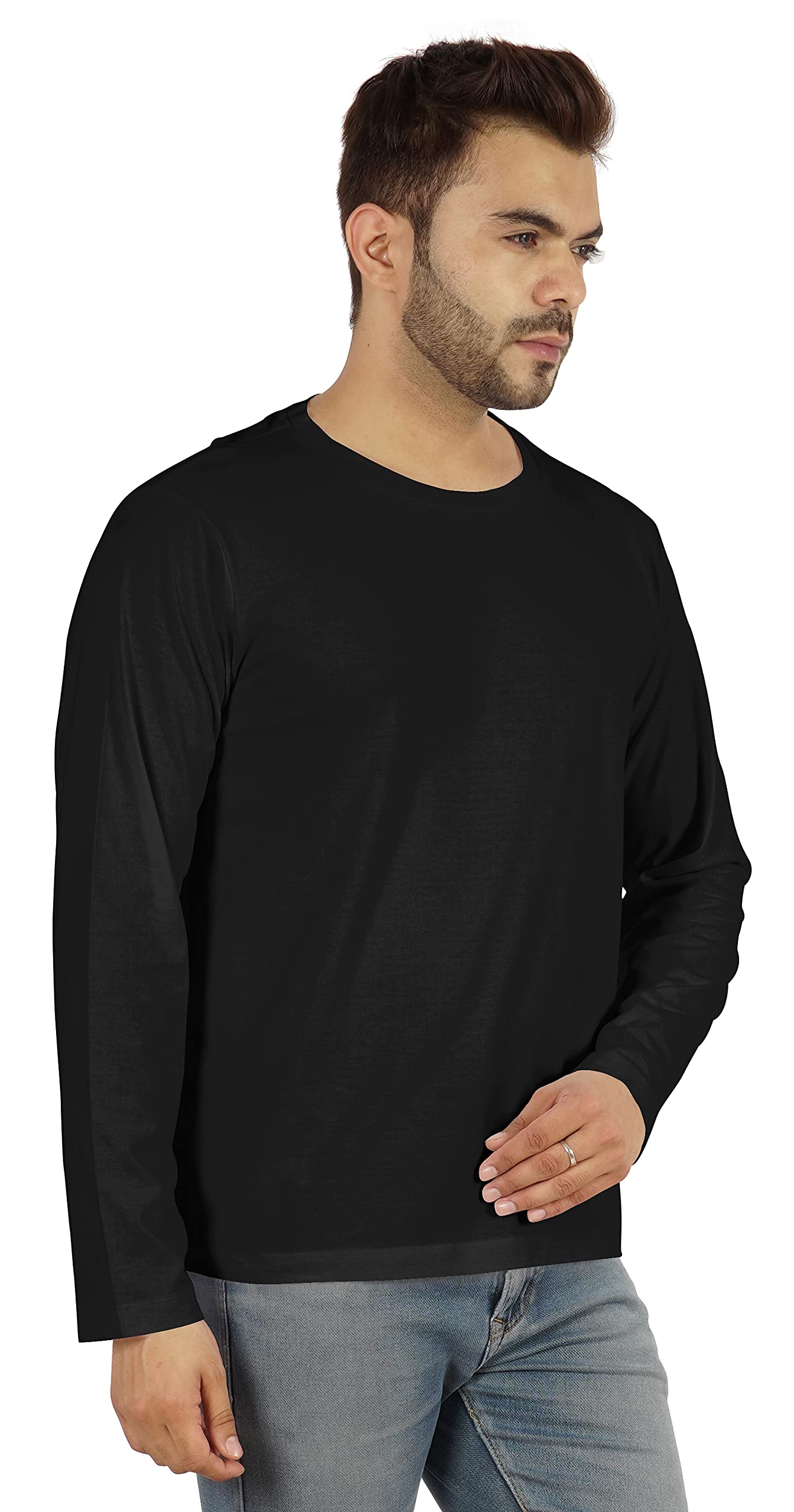 Inkmeso Men's Long Sleeve Cotton T-Shirt - Soft Lightweight Basic Solid Color Casual Shirt for Everyday Wear, Work & Outdoor Activities