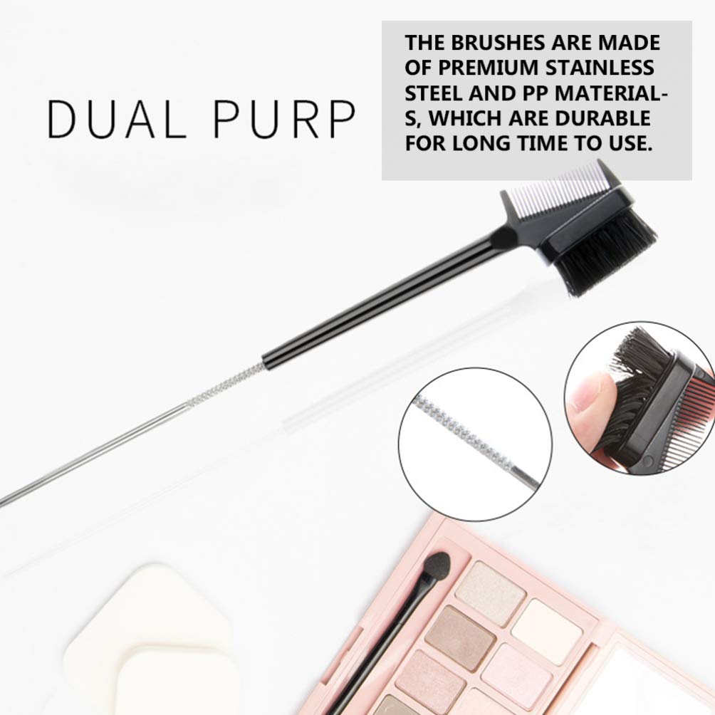 2pcs Double Head Eyebrow Comb & Brush - Professional Eyebrow Grooming & Makeup Tool for Women - Perfect for Eyebrow Shaping, Eyelash Combing & Beauty Routine - Portable Double-ended Cosmetic Brush for Home & Travel Use