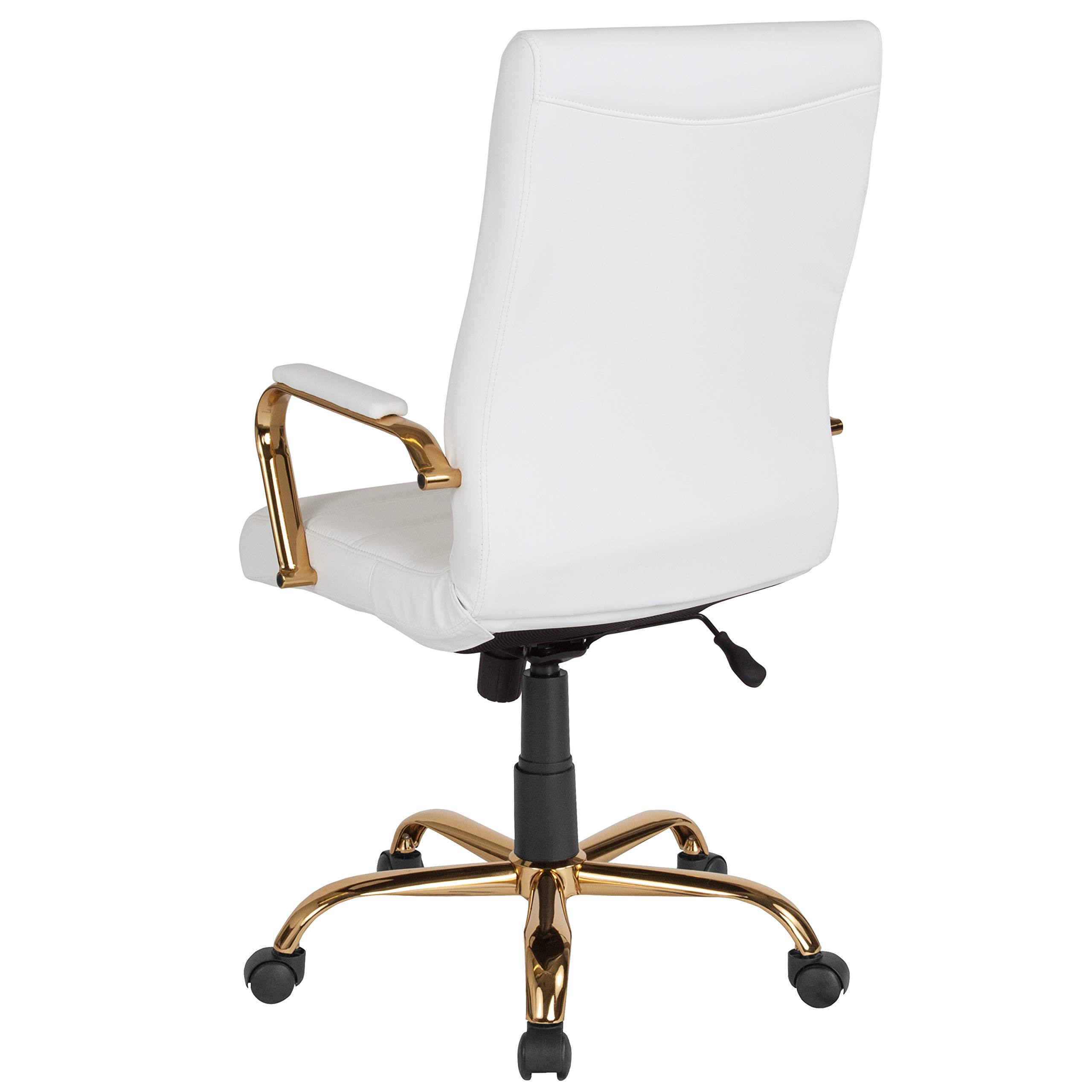 Flash Furniture Whitney Mid-Back Swivel LeatherSoft Office Chair - Adjustable Height Ergonomic Desk Chair with Padded Seat & Armrests, 27