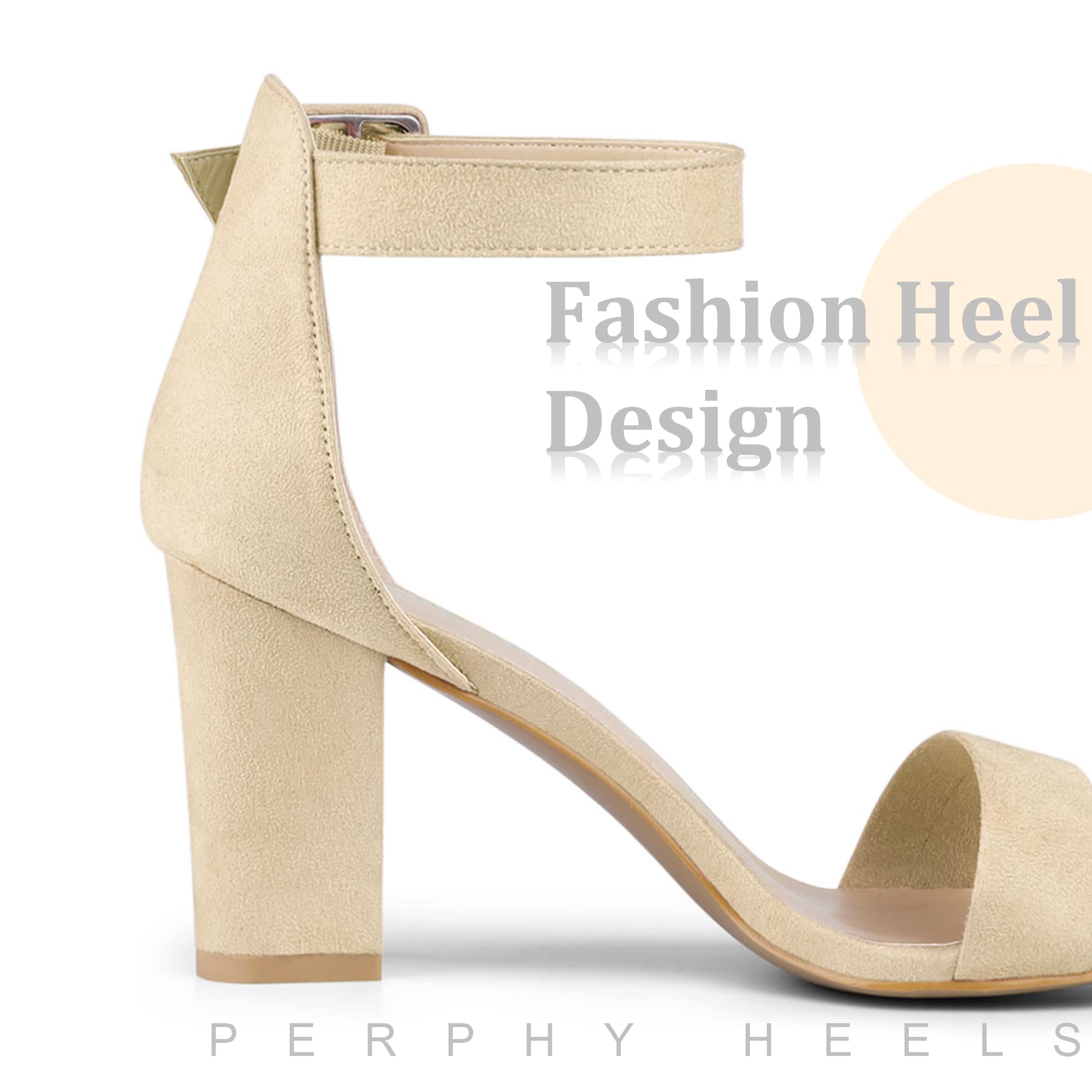 Perphy Women's Ankle Strap Open Toe Chunky High Heel Sandals - Comfortable Summer Dress Shoes for Weddings, Parties & Date Nights