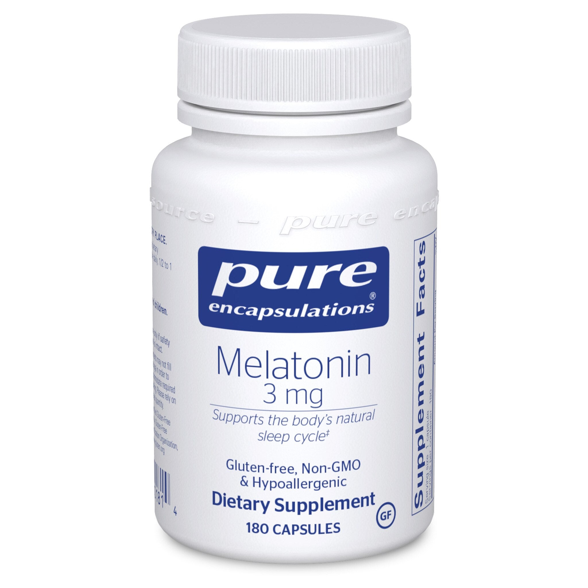 Pure Encapsulations Melatonin 3 mg Supplement | Natural Sleep Aid for Adults | Supports Restful Sleep & Relaxation - Perfect for Jet Lag, Shift Work & Nighttime Rest