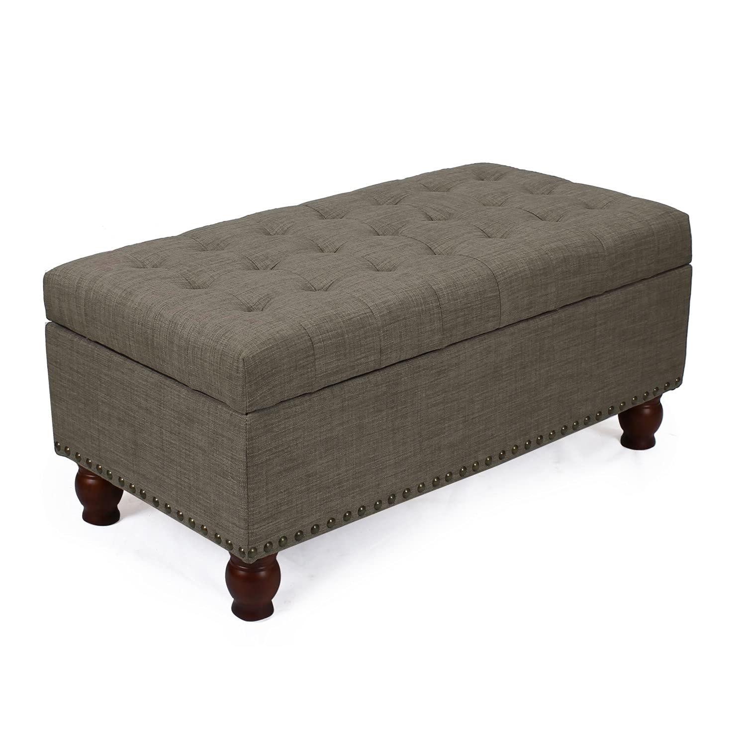 Storage Ottoman Bench with Wooden Legs - Upholstered Rectangle Storage Seat for Bedroom & Living Room | End of Bed Storage Bench, Multi-Functional Furniture for Home Organization & Extra Seating