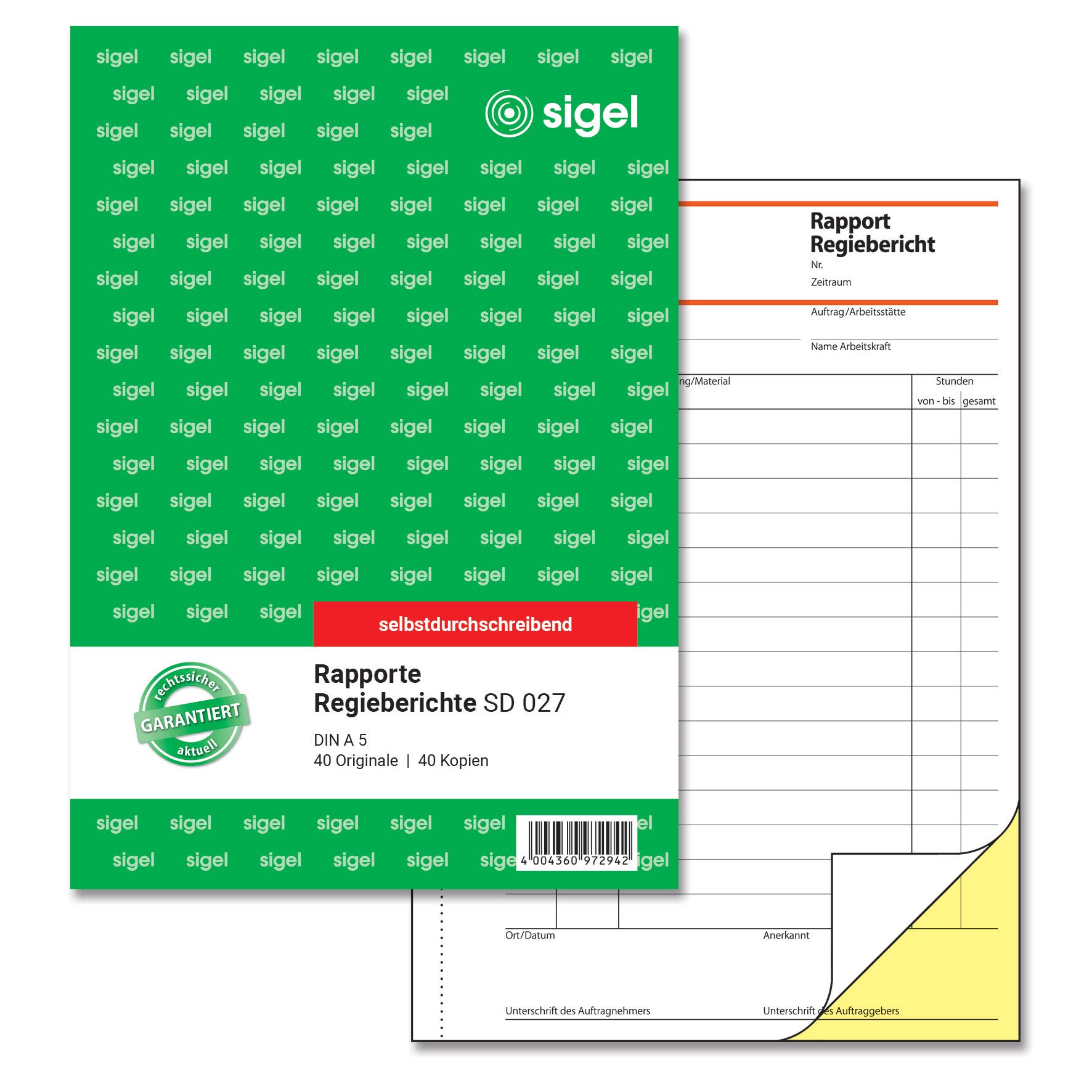 Sigel SD027 Director's Report Notebook - A5 Size, 2-Part Carbonless Paper (40 Sheets) - Pack of 1 - Perfect for Business Meetings, Office Documentation & Legal Forms