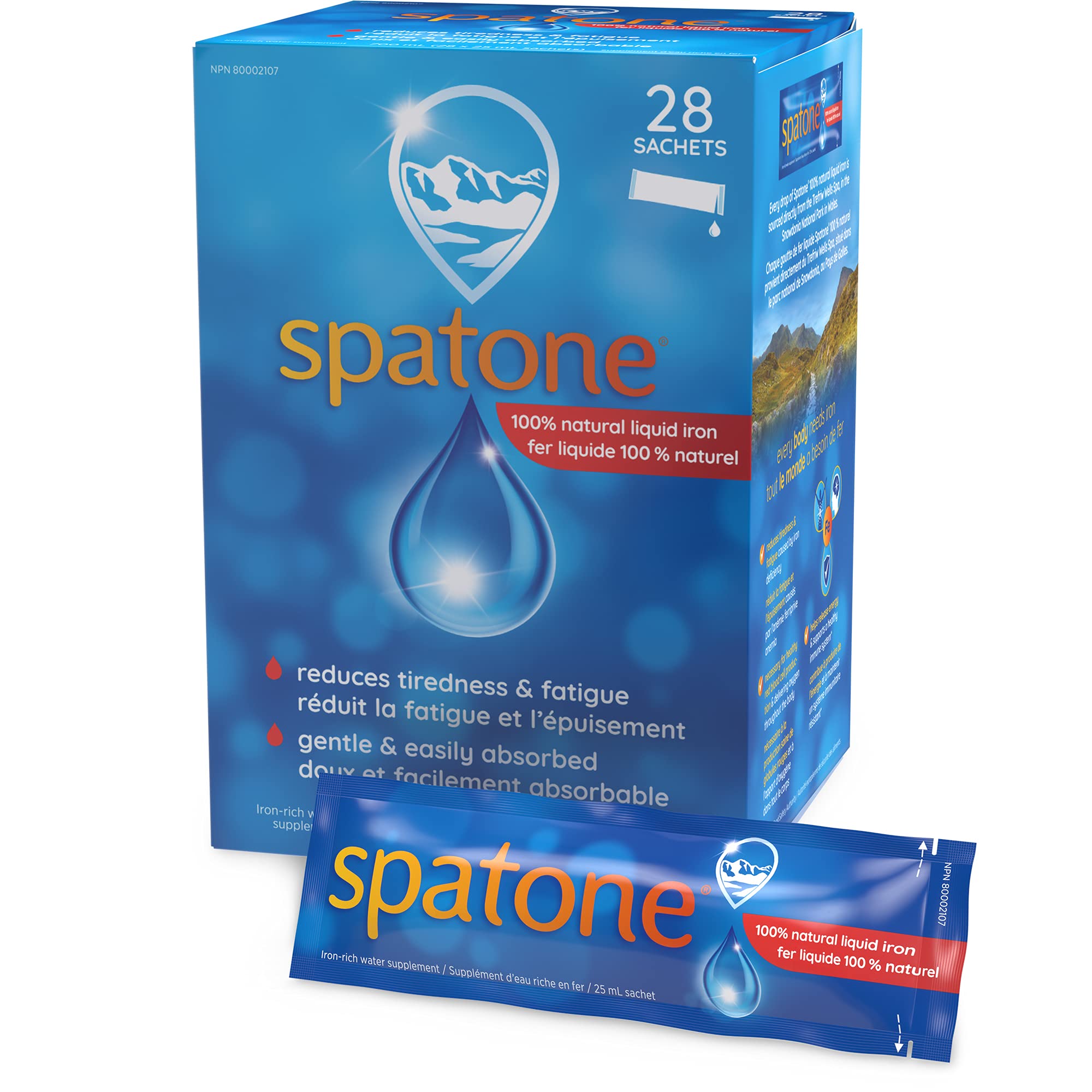 SPATONE Liquid Iron Supplement - 1 Month Supply (28 Sachets) for Energy Boost & Anemia Relief - Easy to Take Daily Iron Support for Adults & Kids