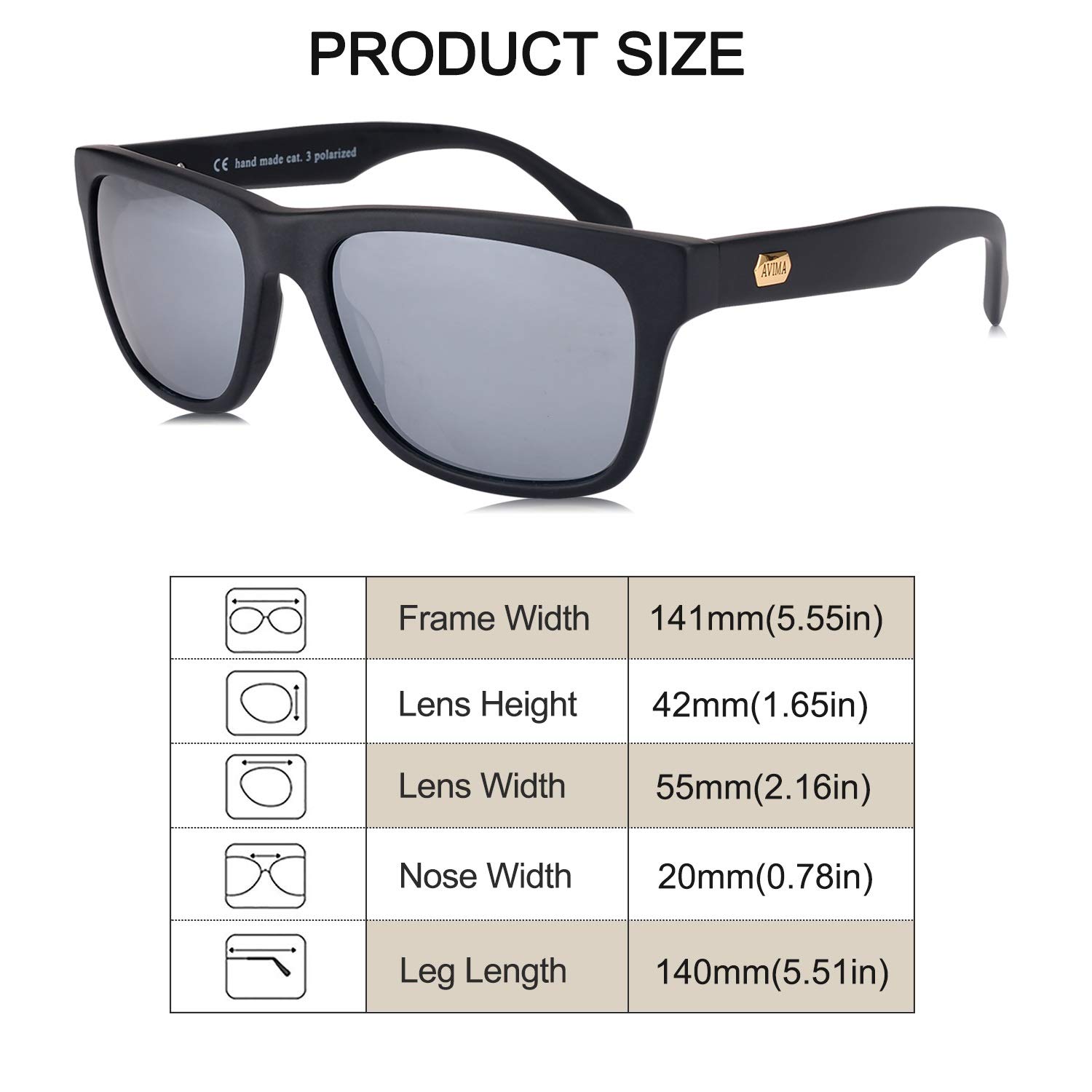 AVIMA King Polarized Sunglasses for Men - UV Protection, Classic Trendy & Stylish Luxury Shades - Perfect for Driving, Fishing, and Outdoor Activities