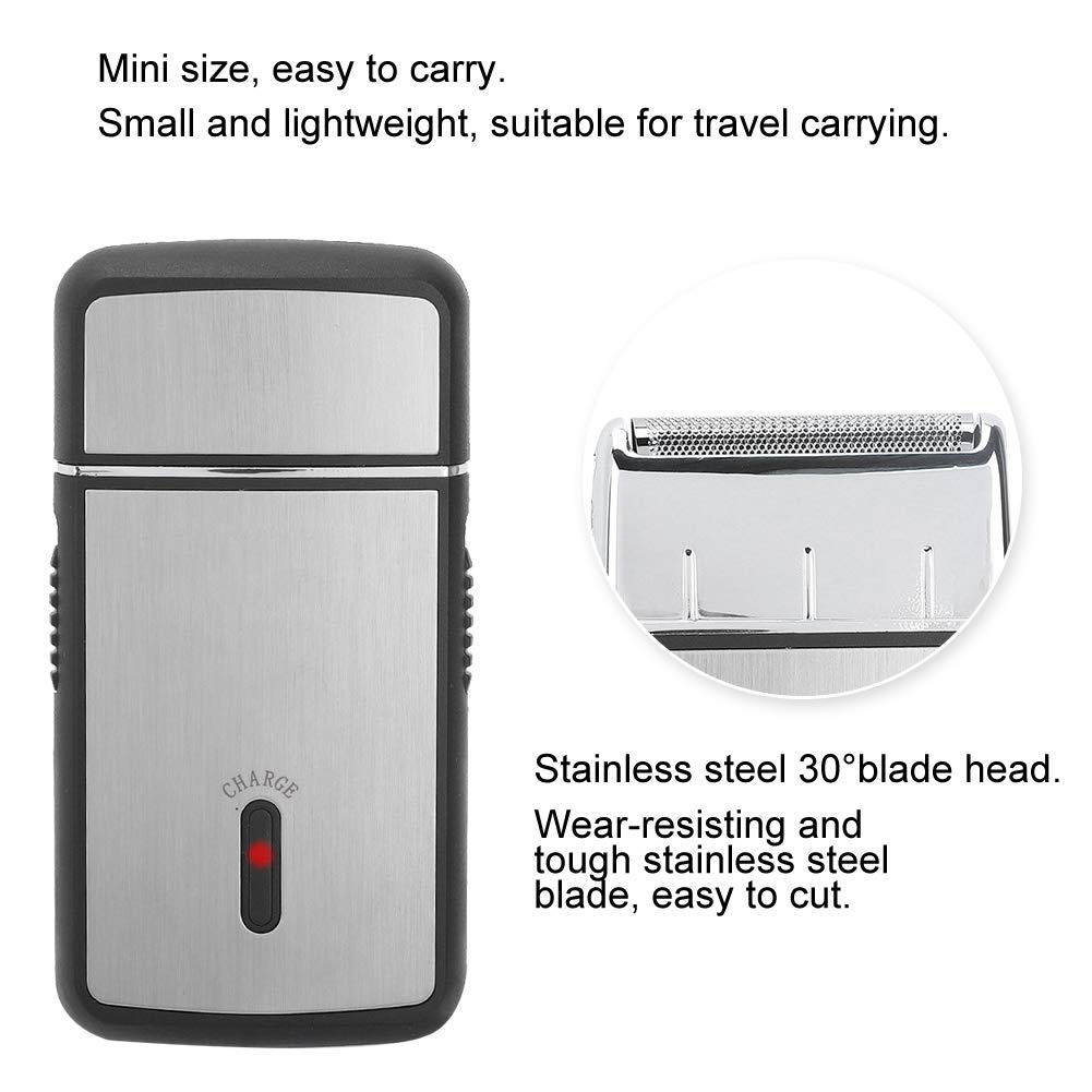 USB Rechargeable Electric Shaver for Men - Professional Mini Beard Trimmer with Stainless Steel Rustproof Blades - Perfect for Travel, Gym & Daily Grooming