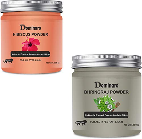 Dominaro Organic Hibiscus & Bhringraj Powder - 200g Combo for Hair & Skin Care - DIY Beauty Treatments