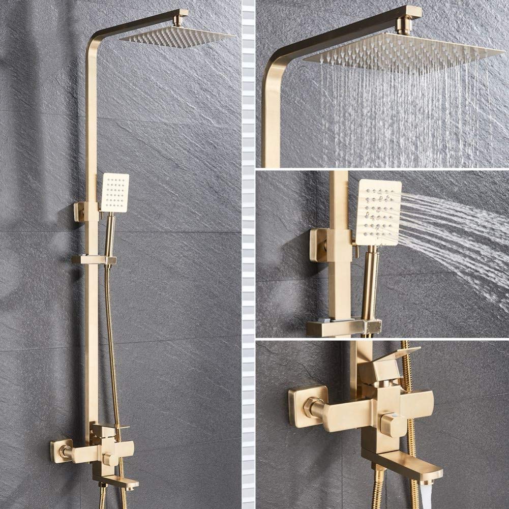 Premium Stainless Steel Wall-Mounted Shower Mixer Set with Handheld Shower Head and Bath Spout - Modern Bathroom Fixture for Spa-Like Shower Experience