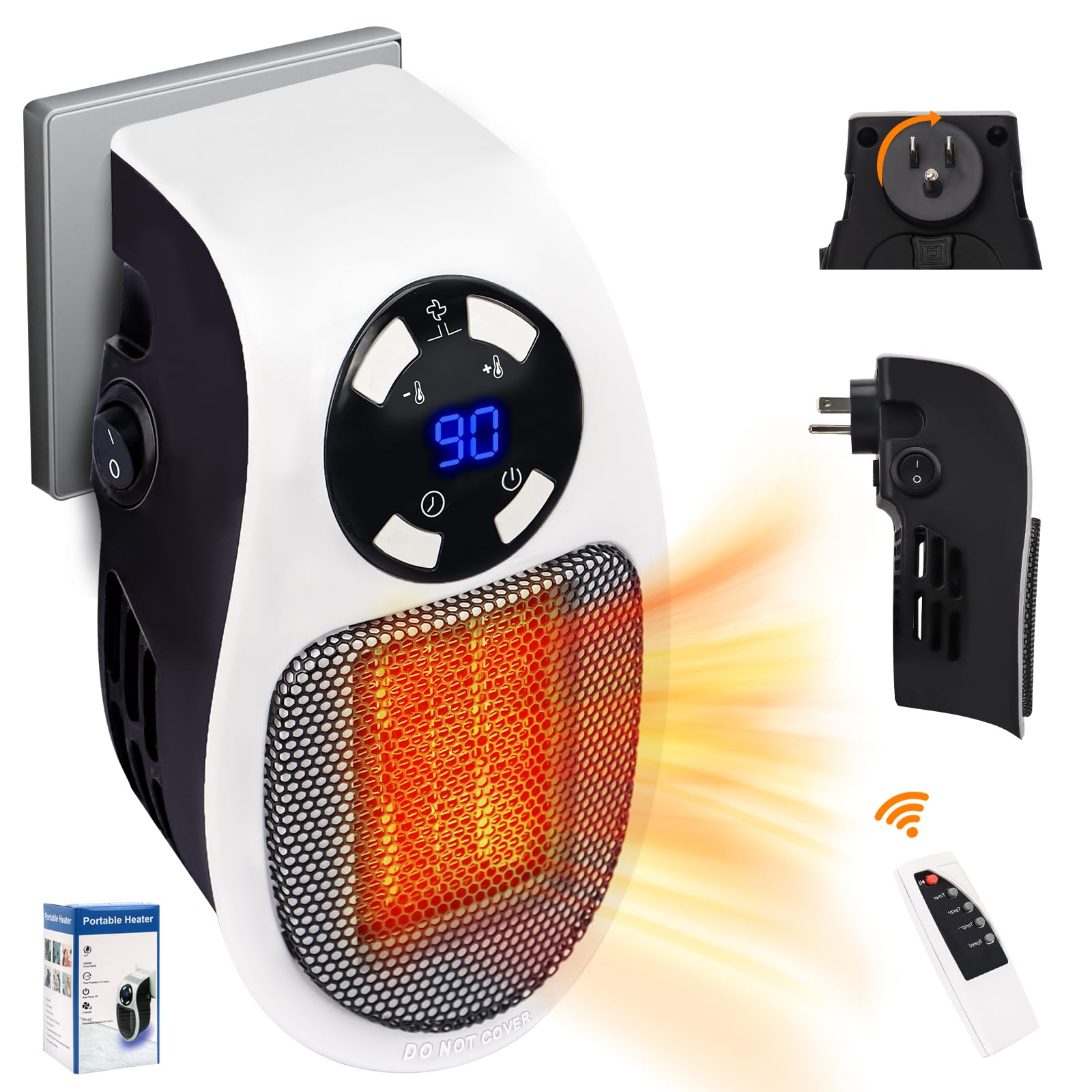 2025 Upgraded 500W Plug in Heater for Indoor Use - Ultra Air Heater with Thermal Protection, LED Display & Timer, Portable Space Heater for Bedroom, Bathroom, Office - Perfect for Winter Warmth & Energy Saving