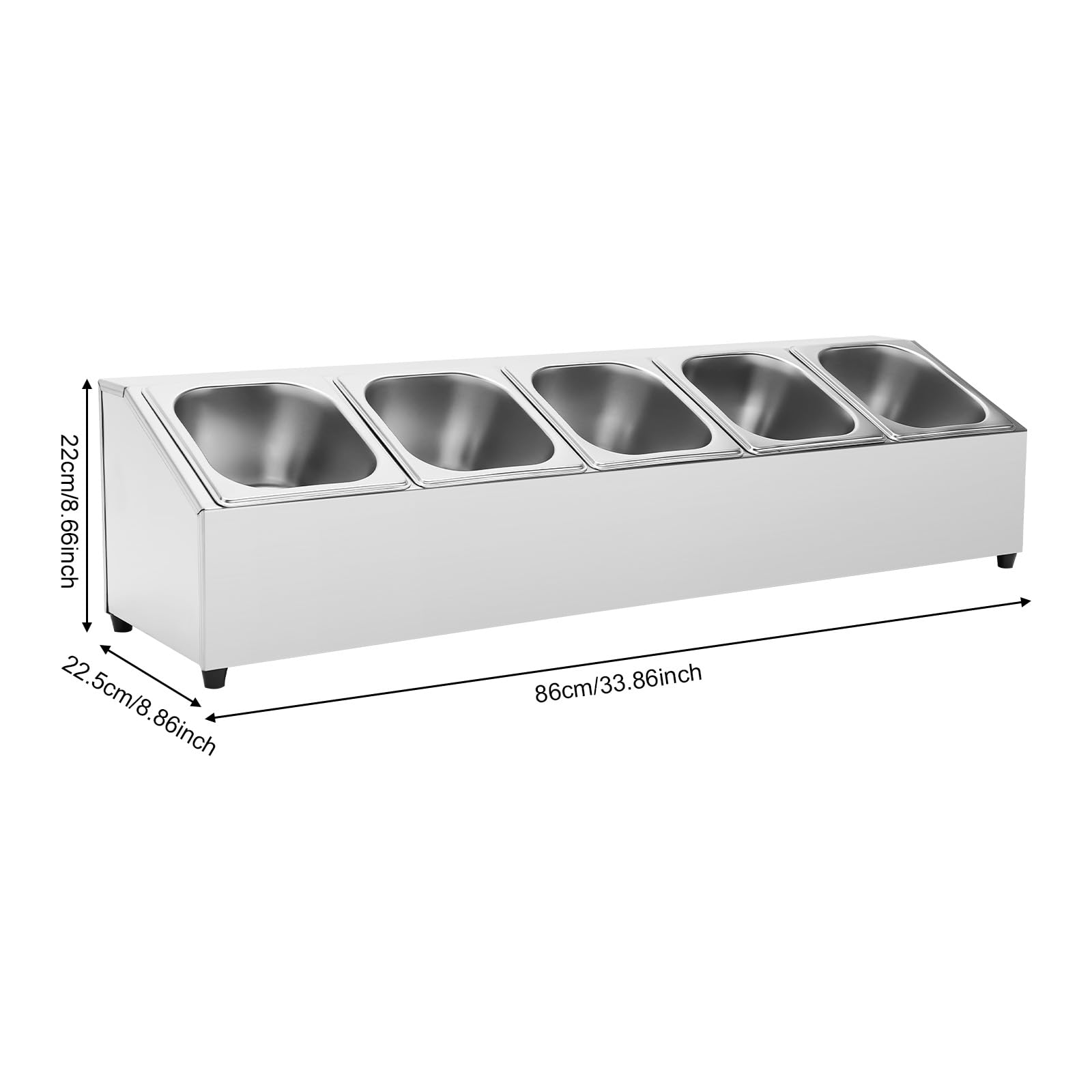 Stainless Steel Spice Rack Shelf - 5 Tier Inclined Organizer with Lids for Spices, Jams & Condiments (33.9x8.9x8.7in) - Perfect for Home Kitchens, Restaurants & Countertop Prep Stations