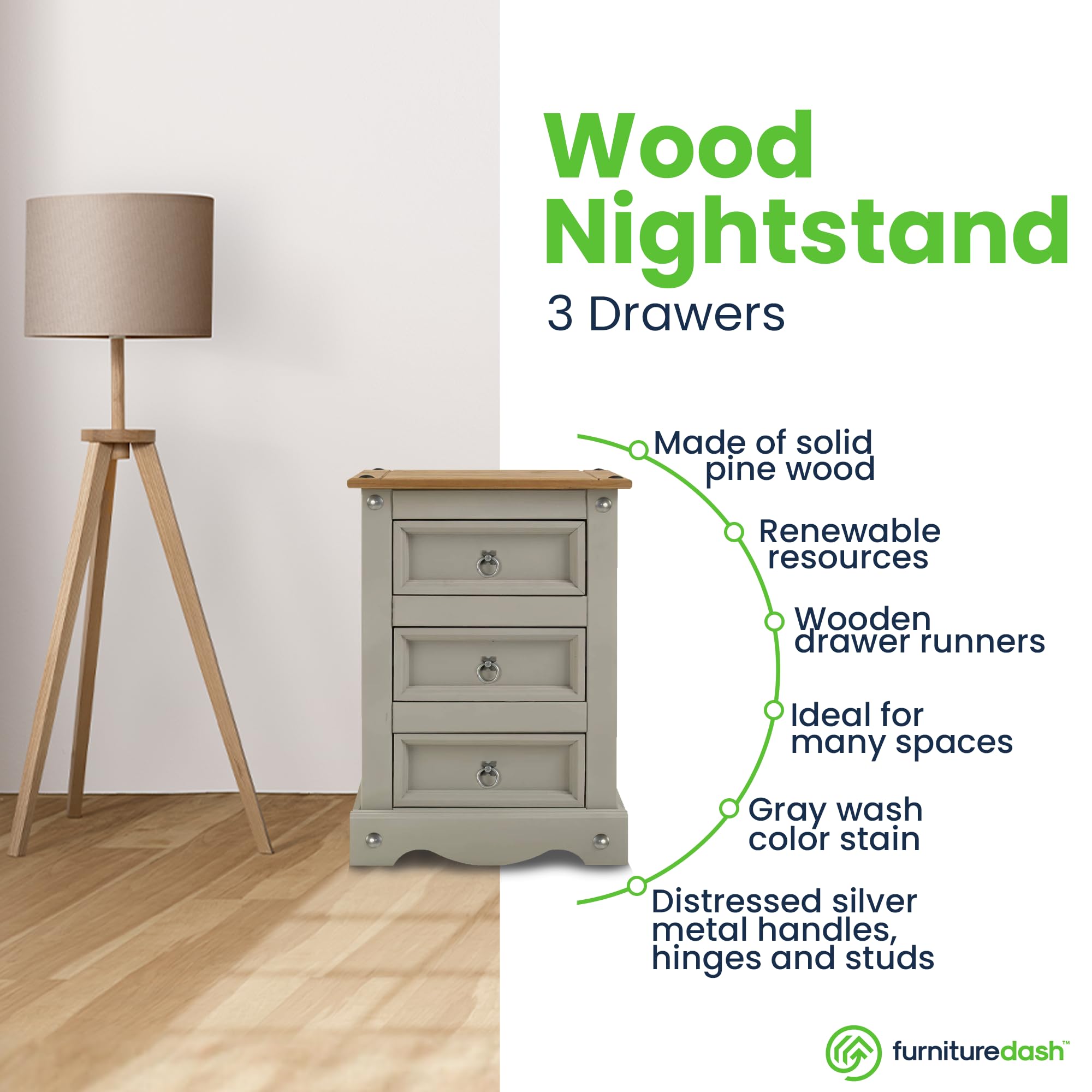Modern Nightstand with Storage - 17.72