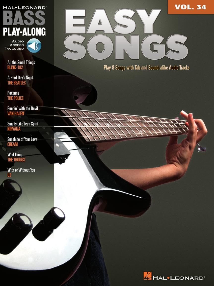 Easy Songs - Bass Play-Along Volume 34 Book with Online Audio | Learn Bass Guitar for Beginners | Practice at Home, Studio & Live Performances