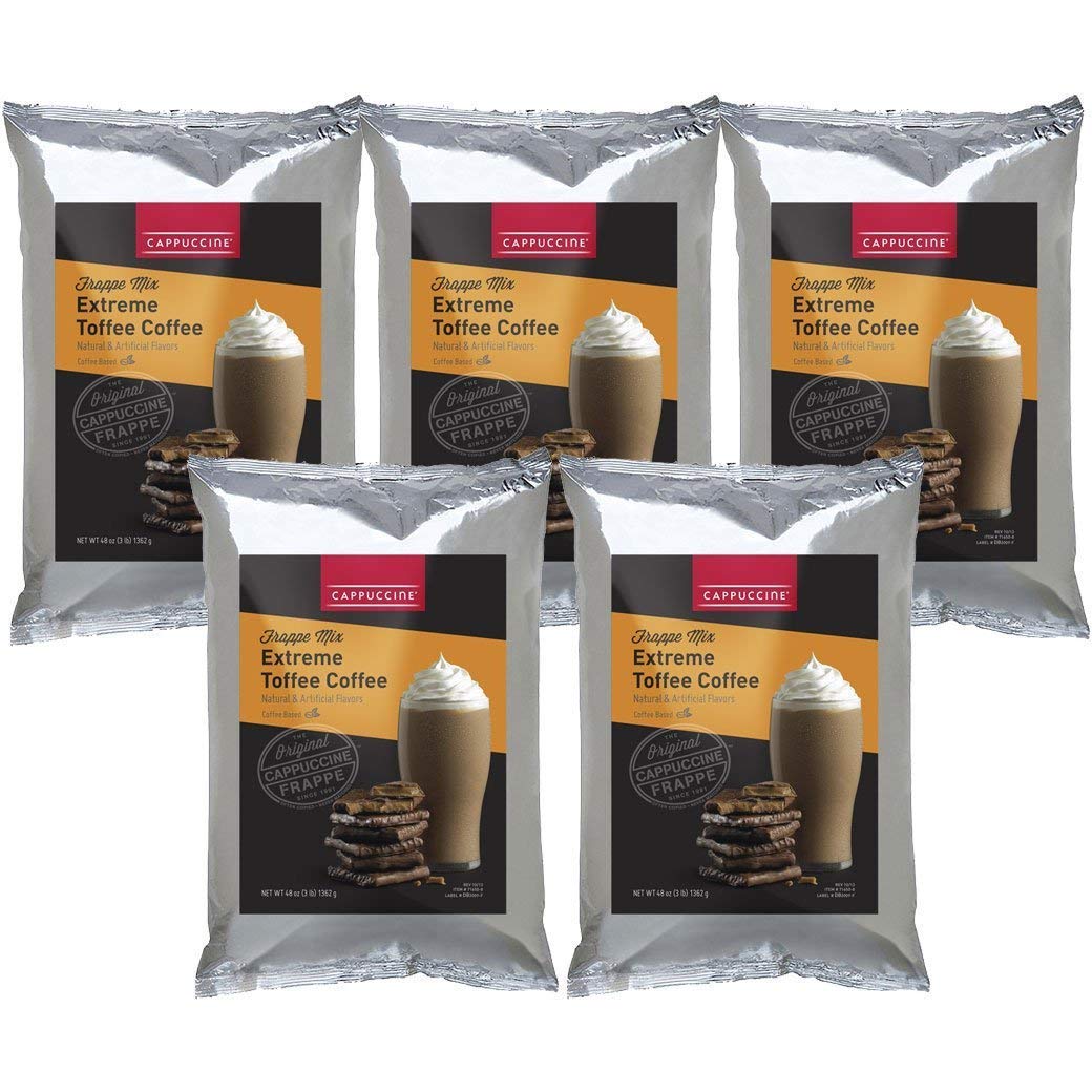 Extreme Toffee Flavored Coffee Pods - Cappuccine 71651-5 (Pack of 5) | Rich Caramel Notes for Keurig Machines - Perfect for Office Break Rooms & Cozy Home Mornings