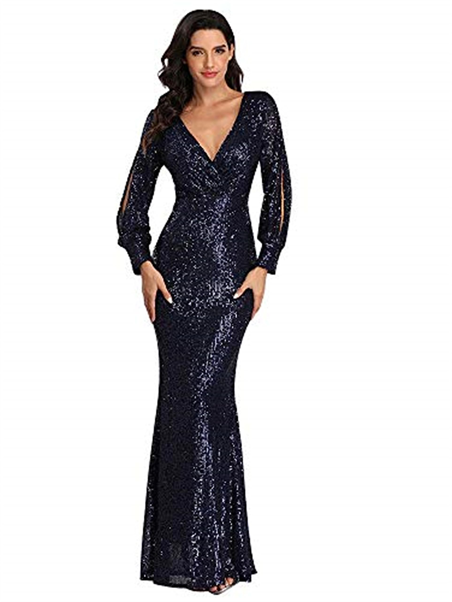 Sparkling Sequin Mermaid Evening Dress for Women - Elegant Sleeve Prom Gown for Formal Events, Parties & Special Occasions