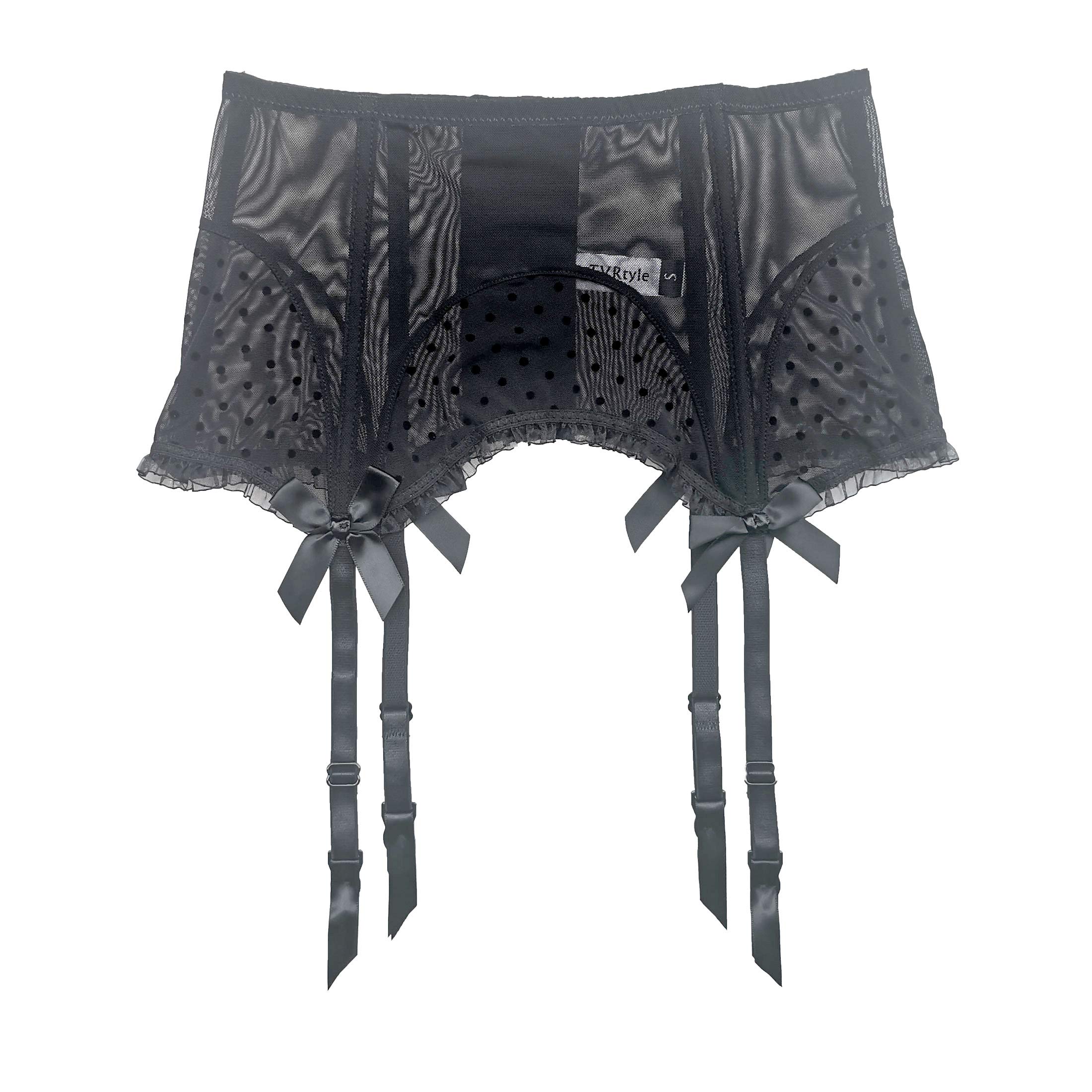 TVRtyle Women's Black Fishbone Metal Clip Garter Belt for Stockings - Sexy Lingerie Accessory for Bridal, Boudoir & Special Occasions