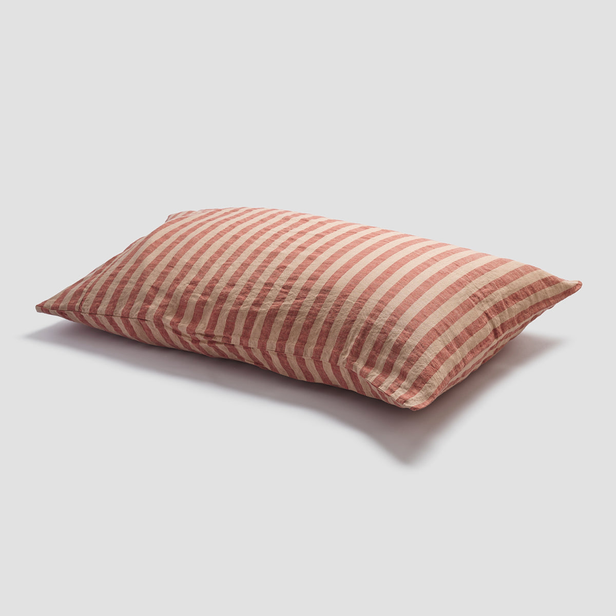Premium Sandstone Red Pembroke Stripe Linen Blend Pillowcase Set of 2 - Soft & Breathable Bedding for Cozy Home Decor - Perfect for Master Bedroom, Guest Room & Vacation Homes