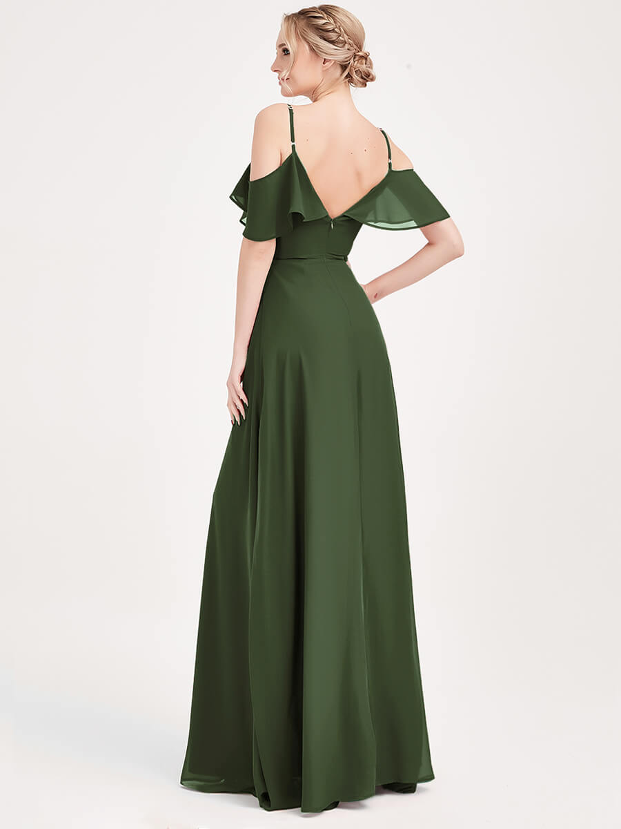 1 of 3 Ways Cap Sleeve Olive Chiffon Convertible Bridesmaid Dress - Elegant Wedding Party Attire for Bridesmaids, Formal Events & Special Occasions
