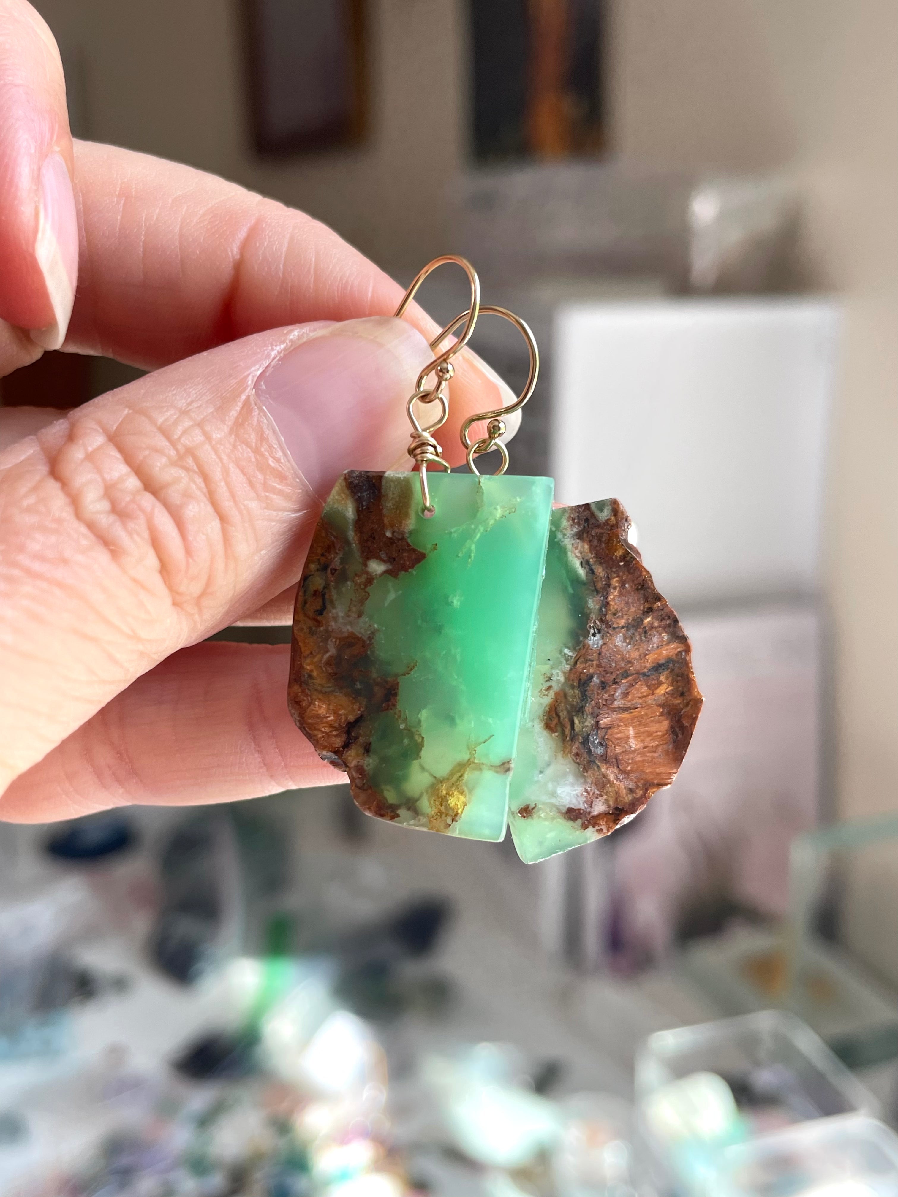 Chrysoprase Statement Earrings - 14K Gold Filled Dangle Earrings for Women | Elegant Jewelry Gift for Birthday, Anniversary & Special Occasions