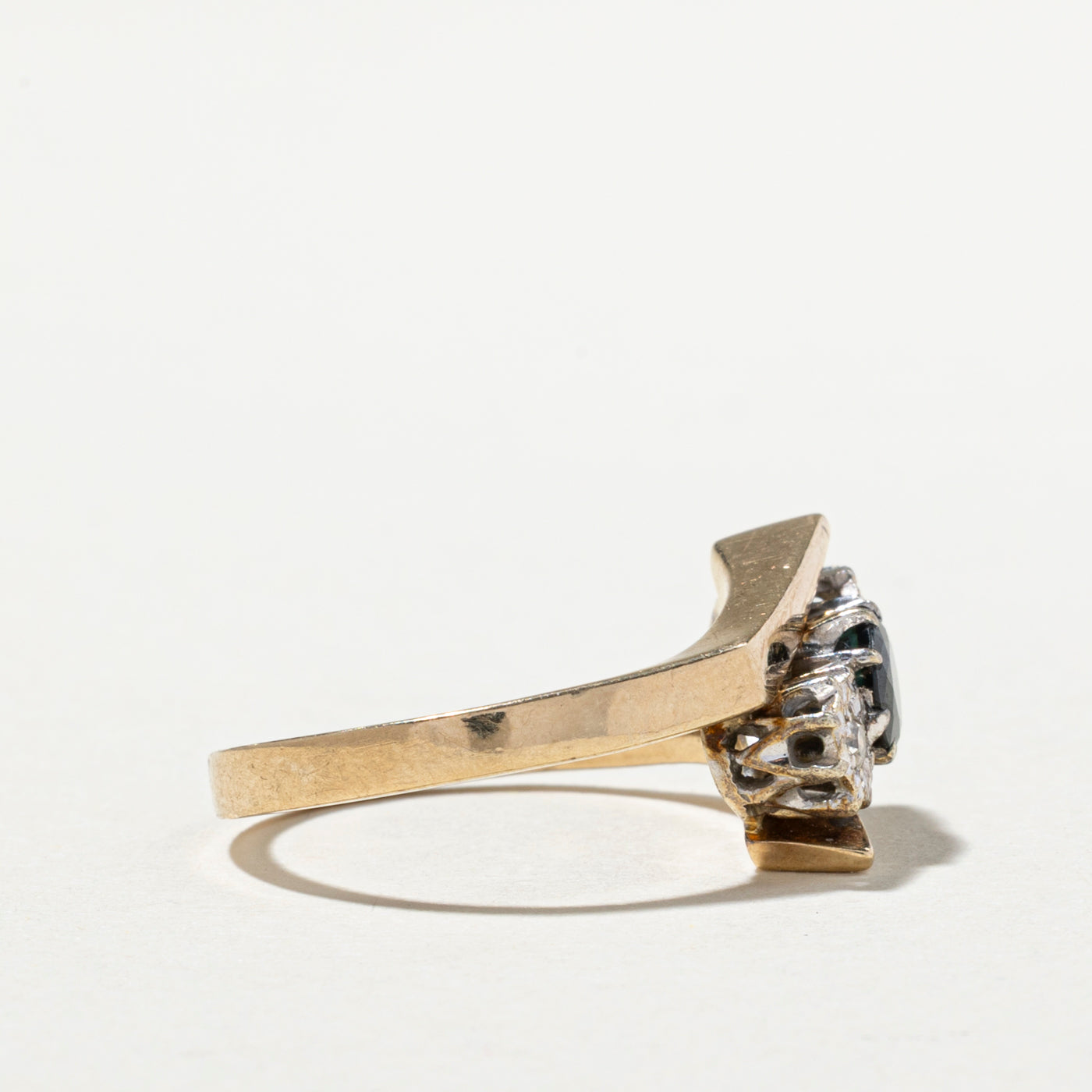 Exquisite Sapphire & Diamond Bypass Ring - 0.53ct Natural Sapphire & 0.06ctw Diamonds - Size 6.5 - Elegant Wedding, Engagement & Anniversary Jewelry Gift for Women