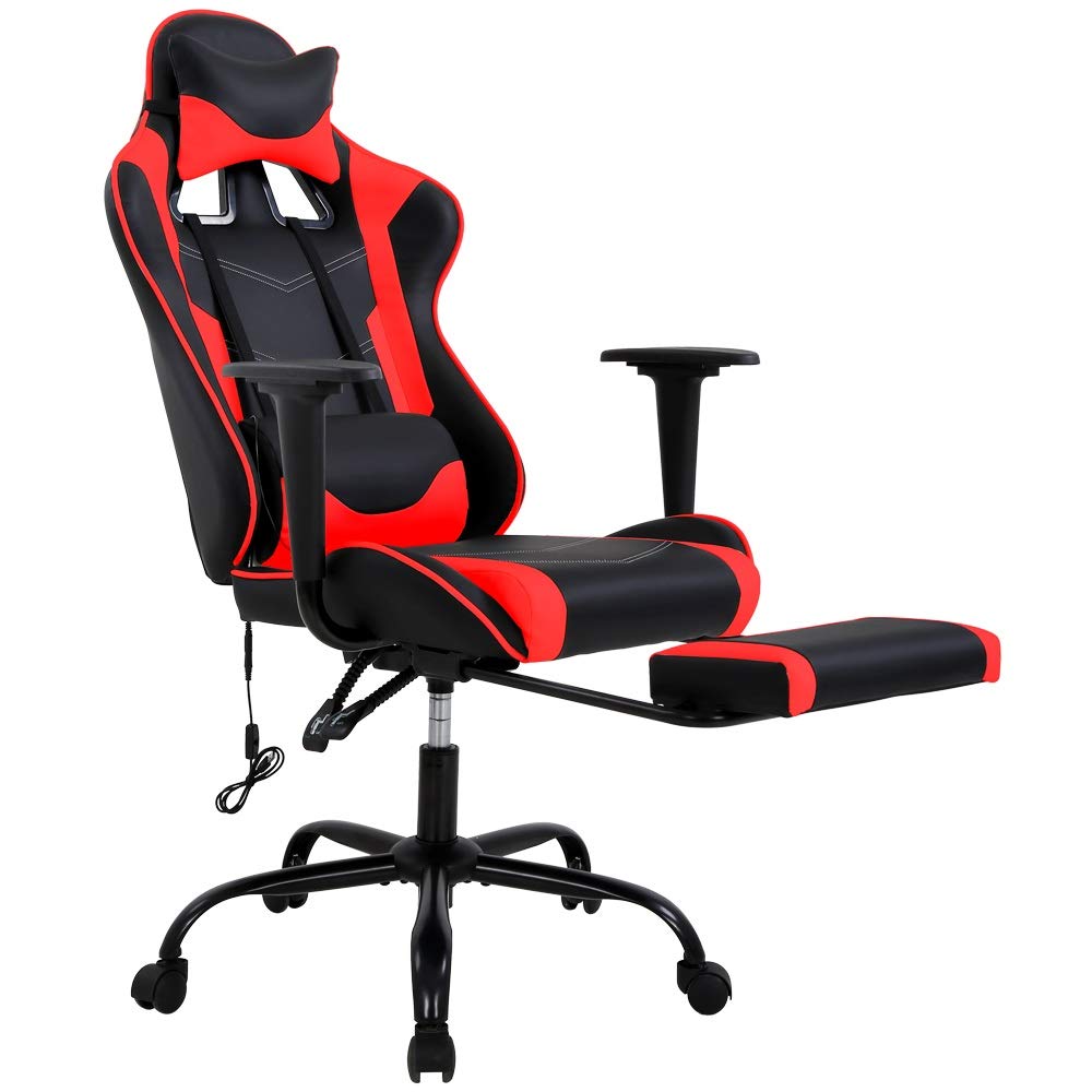Ergonomic Gaming Chair with Lumbar Support & Footrest - High Back PC Office Chair for Esports, Video Games & Work - Adjustable Swivel Racing Style Computer Task Chair for Home & Professional Gamers