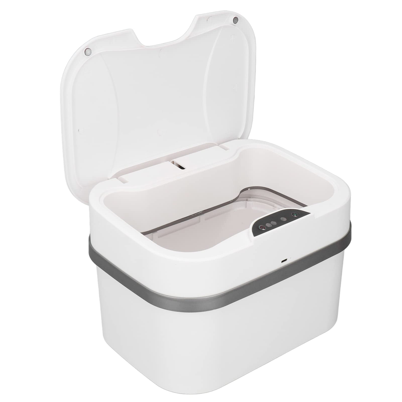 Automatic Sensor Trash Can with Lid - Hands-Free Foldable Garbage Bin for Home, Office & Kitchen - Silent Motion-Activated Waste Basket with Bag Fixing Ring (White) - Perfect for Small Spaces, Desks & Eco-Friendly Living