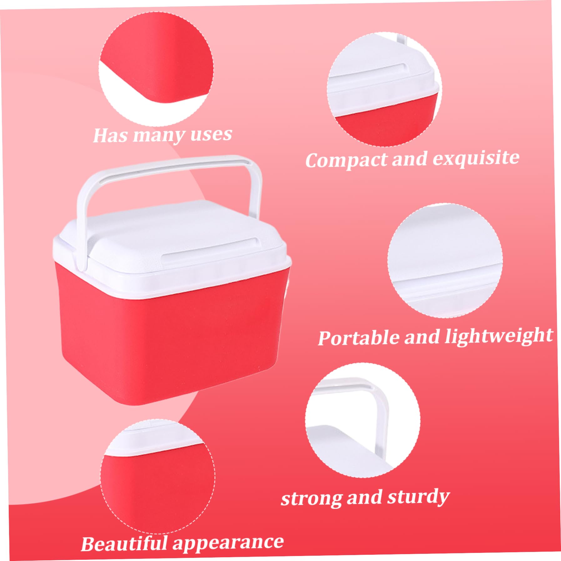 5qt Mini Cooler - Insulated Small Hard Cooler with Handles, Portable Ice Chest for Lunch, Beach, Picnic & Camping | Red Compact Cooler for Outdoor Activities, Travel & Daily Use