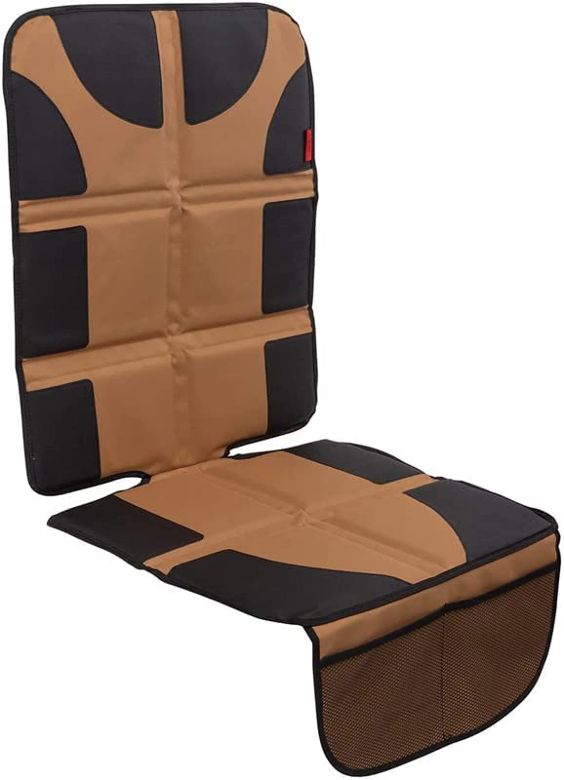 Lusso Gear Thick Padded Car Seat Protector for Baby - Waterproof Tan Seat Cover with 2 Mesh Storage Pockets & Non-Slip Backing - Universal Fit Car Accessories for SUVs, Sedans, Minivans - Perfect for Road Trips, Daily Commutes & Child Safety