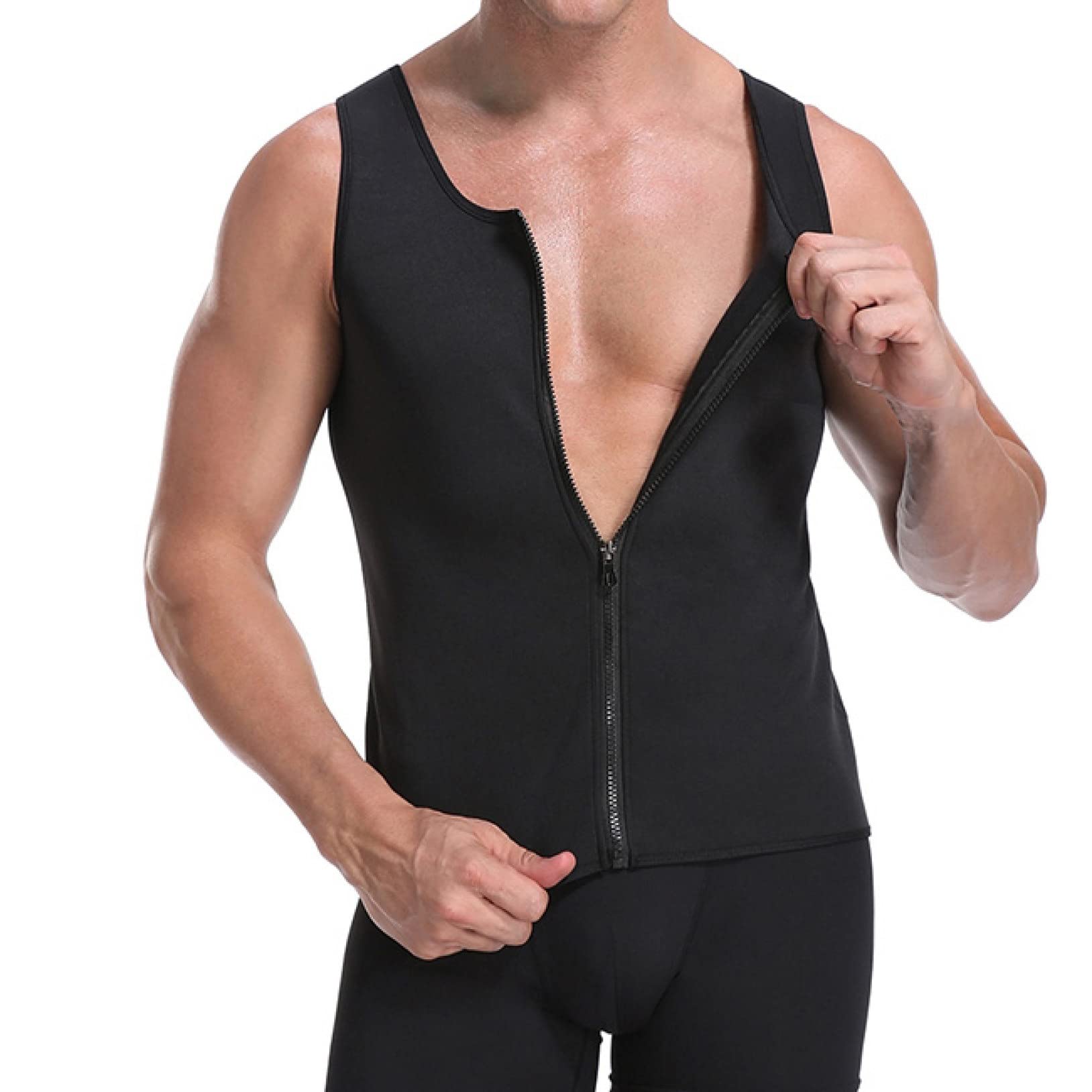 EBRICON Men's Waist Trainer Vest - Body Shaper for Weight Loss, Fat Burning Corset with Zipper - Slimming Belt & Belly Control Shapewear for Gym, Workout & Daily Wear