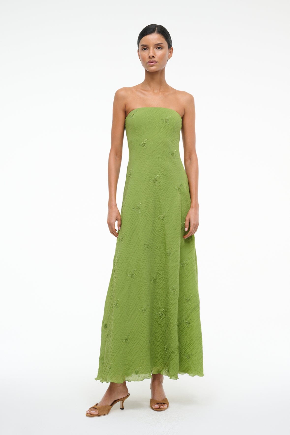 Cassie Dress in Garden Green - Flowy Summer Midi Dress for Women | Perfect for Garden Parties, Brunch & Casual Outings