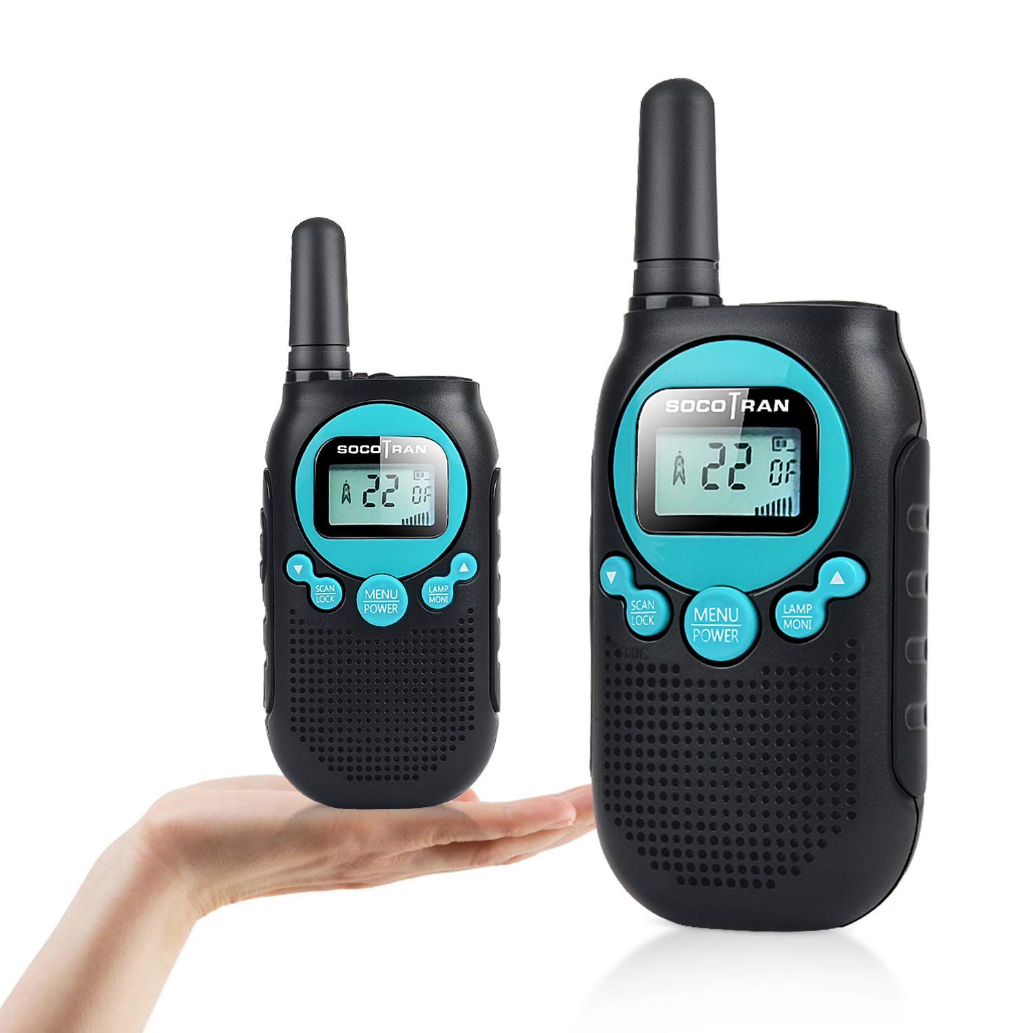 Rechargeable Walkie Talkies for Adults & Kids - 5 Mile Long Range 2-Way Radios (2 Pack) 22CH 0.5W FRS License-Free with Flashlight - Perfect for Family Camping, Hiking & Outdoor Adventures