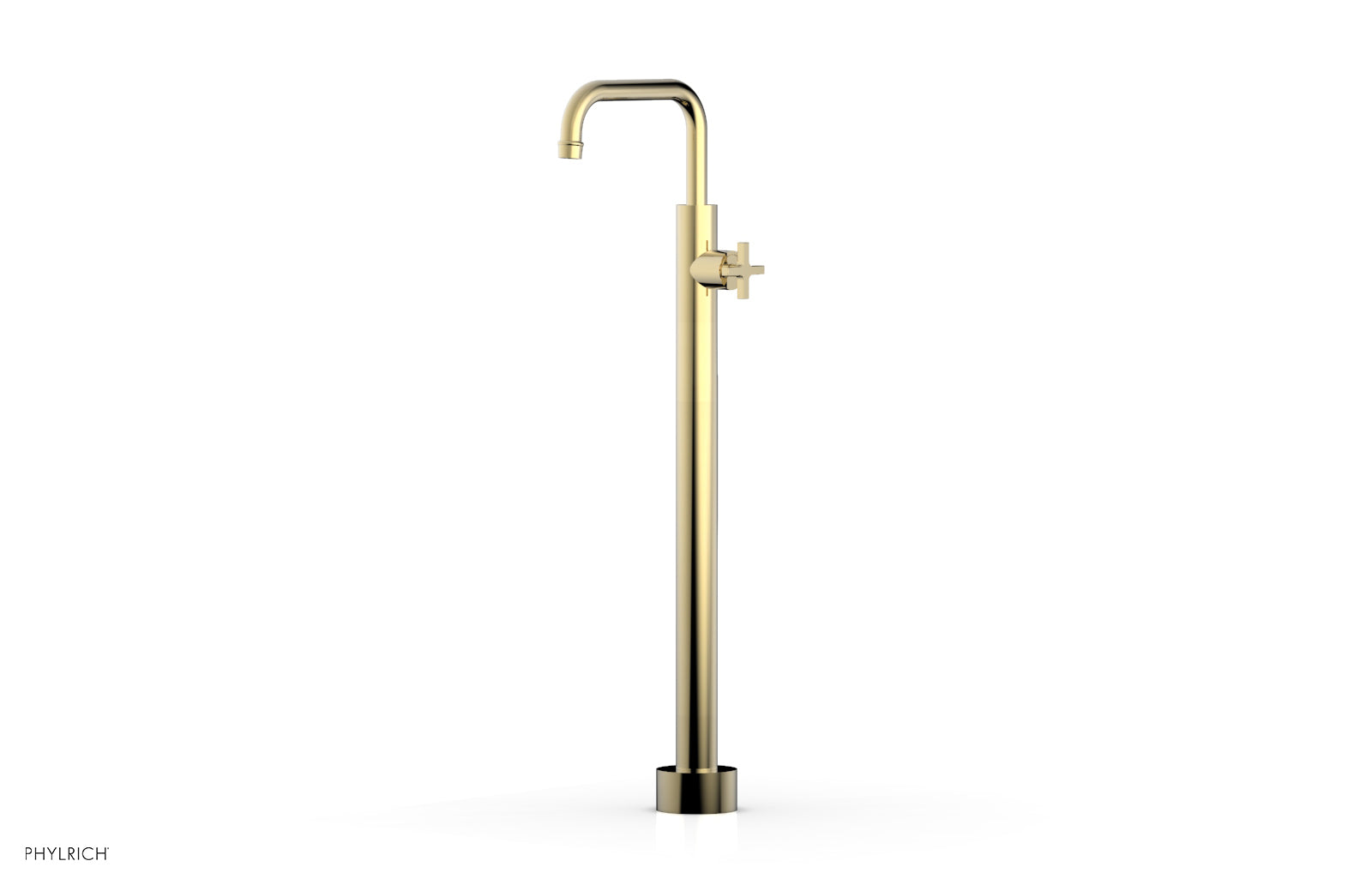 HEX MODERN Tall Floor Mount Tub Filler with Cross Handle - Model 501 54 02 - Perfect for Contemporary Bathroom Designs and Freestanding Bathtubs