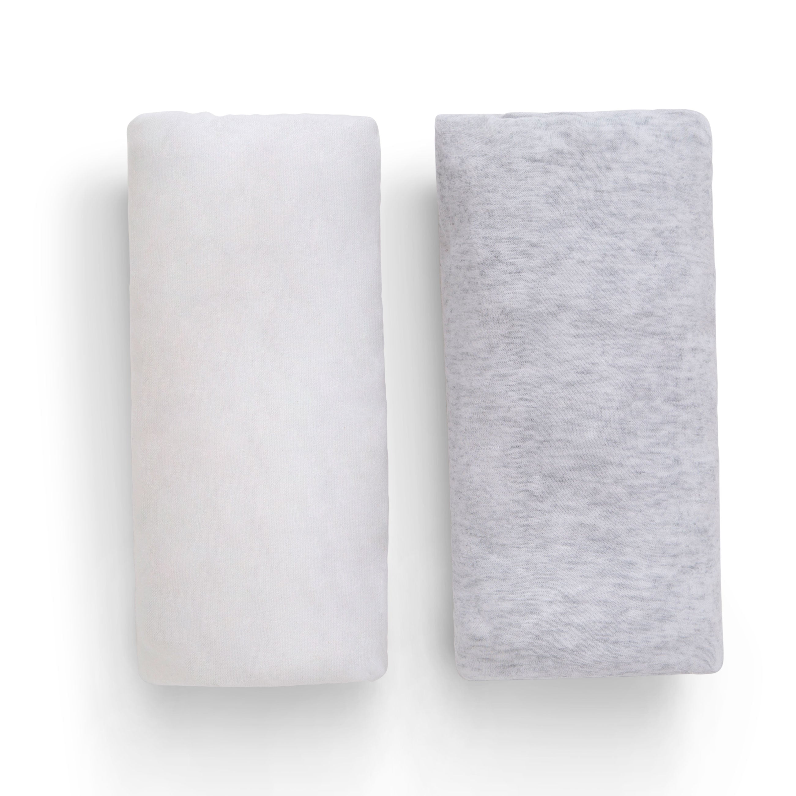 Soft Organic Cotton Fitted Crib Sheets 2-Pack - White & Heather Grey for Baby Nursery | Hypoallergenic & Breathable Crib Bedding for Safe Infant Sleep