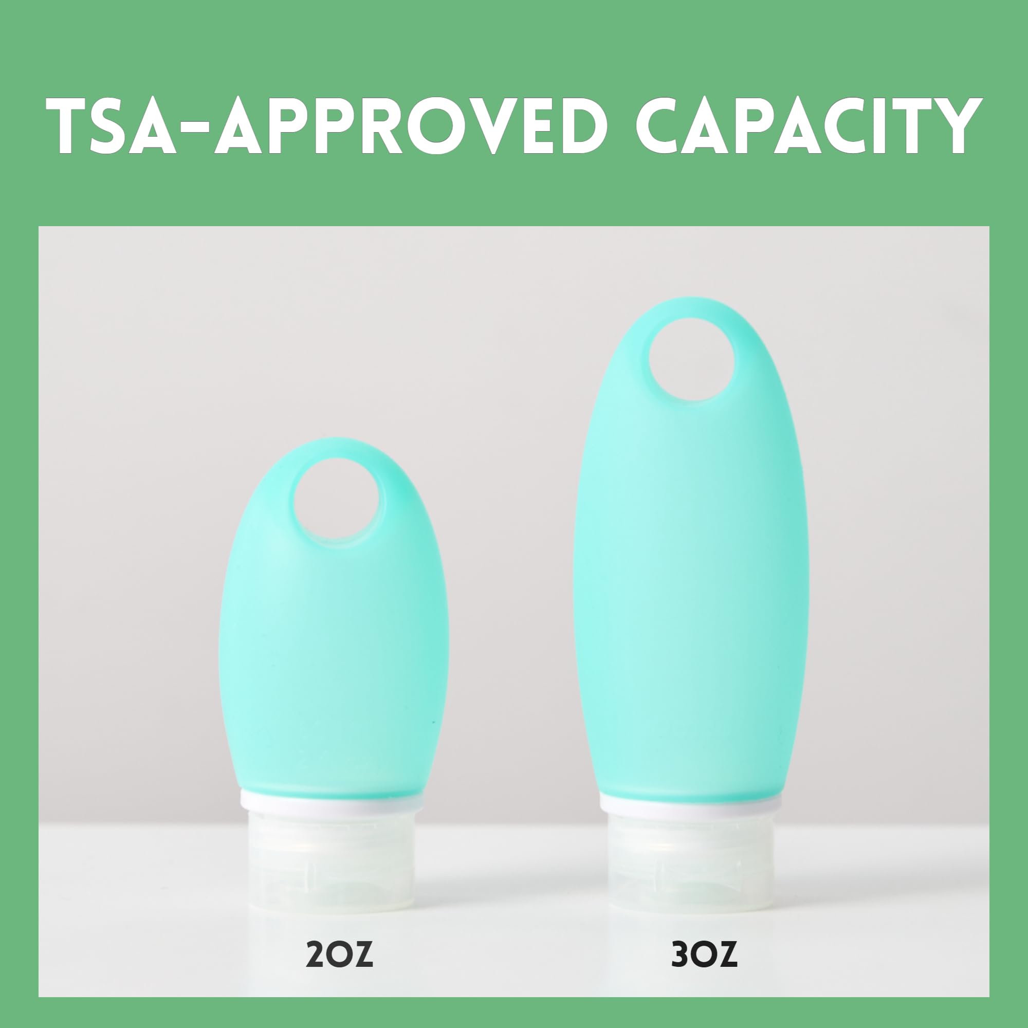 4 Pack Leak Proof Silicone Travel Bottles - TSA Approved Toiletry Containers for Shampoo, Conditioner & Body Wash (3oz) - Hanging Design, Portable & Easy to Use - Perfect for Air Travel, Camping & Gym Essentials