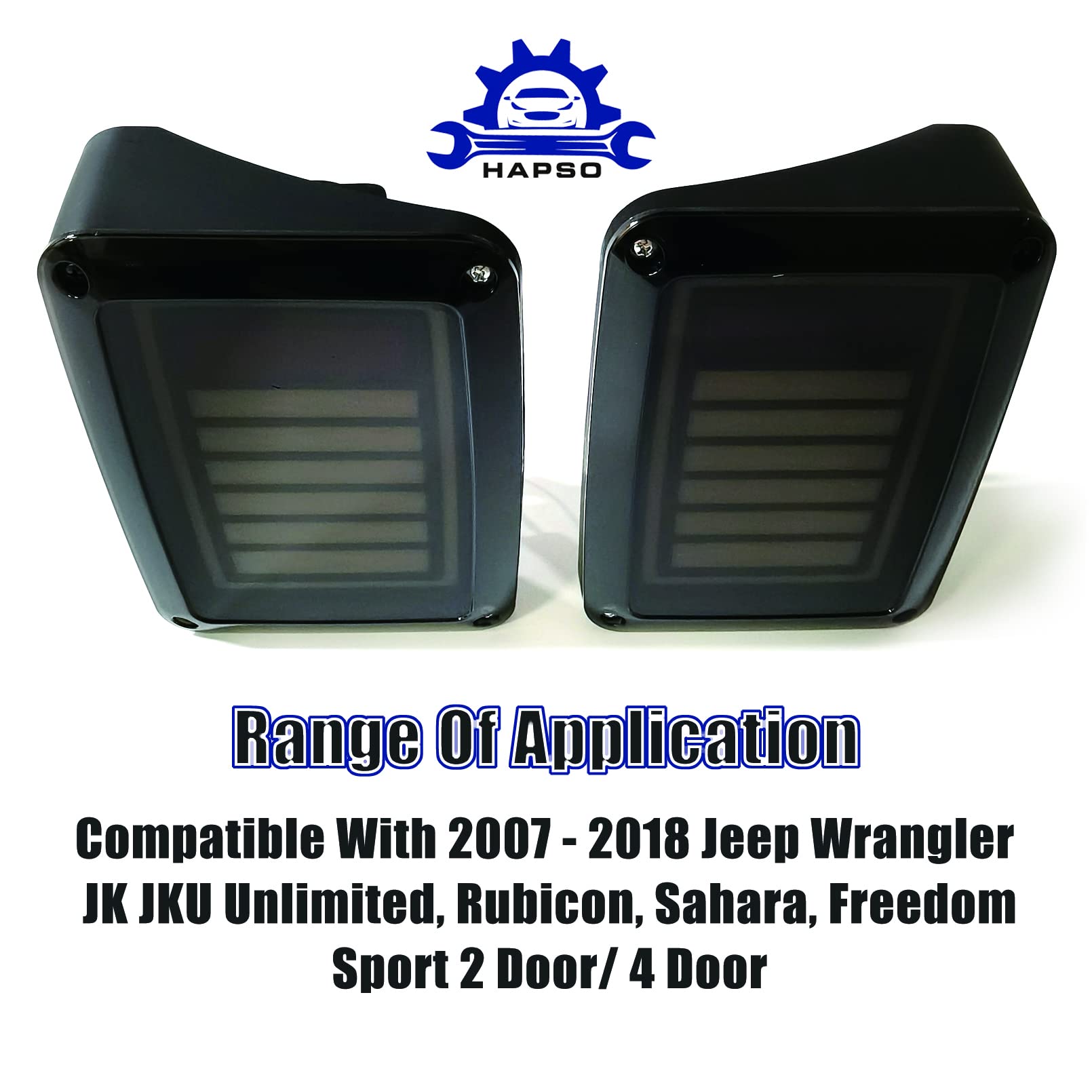 JK LED Smoked Lens Tail Light Assembly for Jeep Wrangler 2007-2018 JK/JKU - Brake Lights, Turn Signals, Reverse & Running Lights - Waterproof Multi-Function LED Taillights for Off-Road & Night Driving