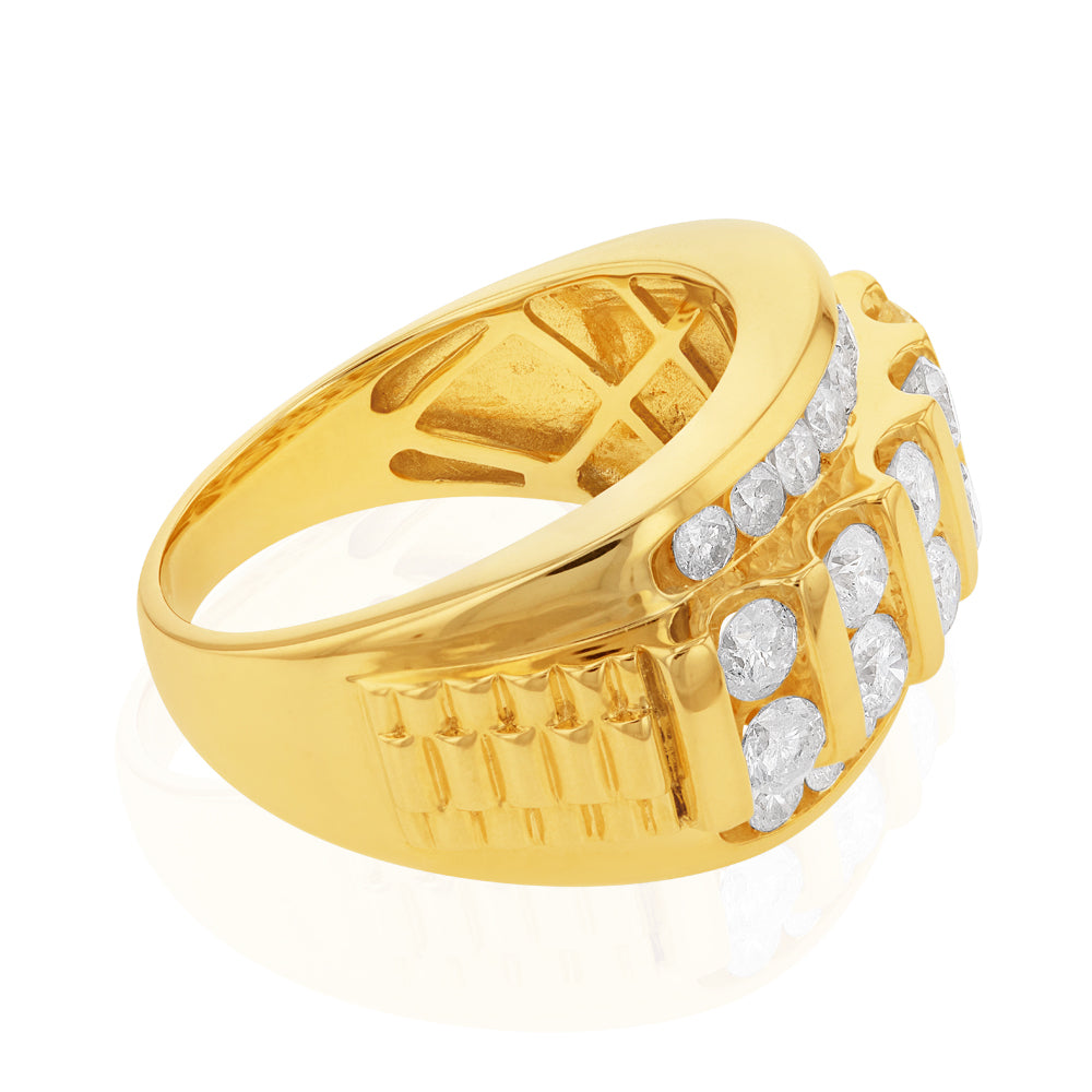 9ct Yellow Gold 3 Carat Diamond Men's Wedding Band Ring - Luxury Engagement & Anniversary Gift for Him - Perfect for Proposals, Weddings & Special Occasions