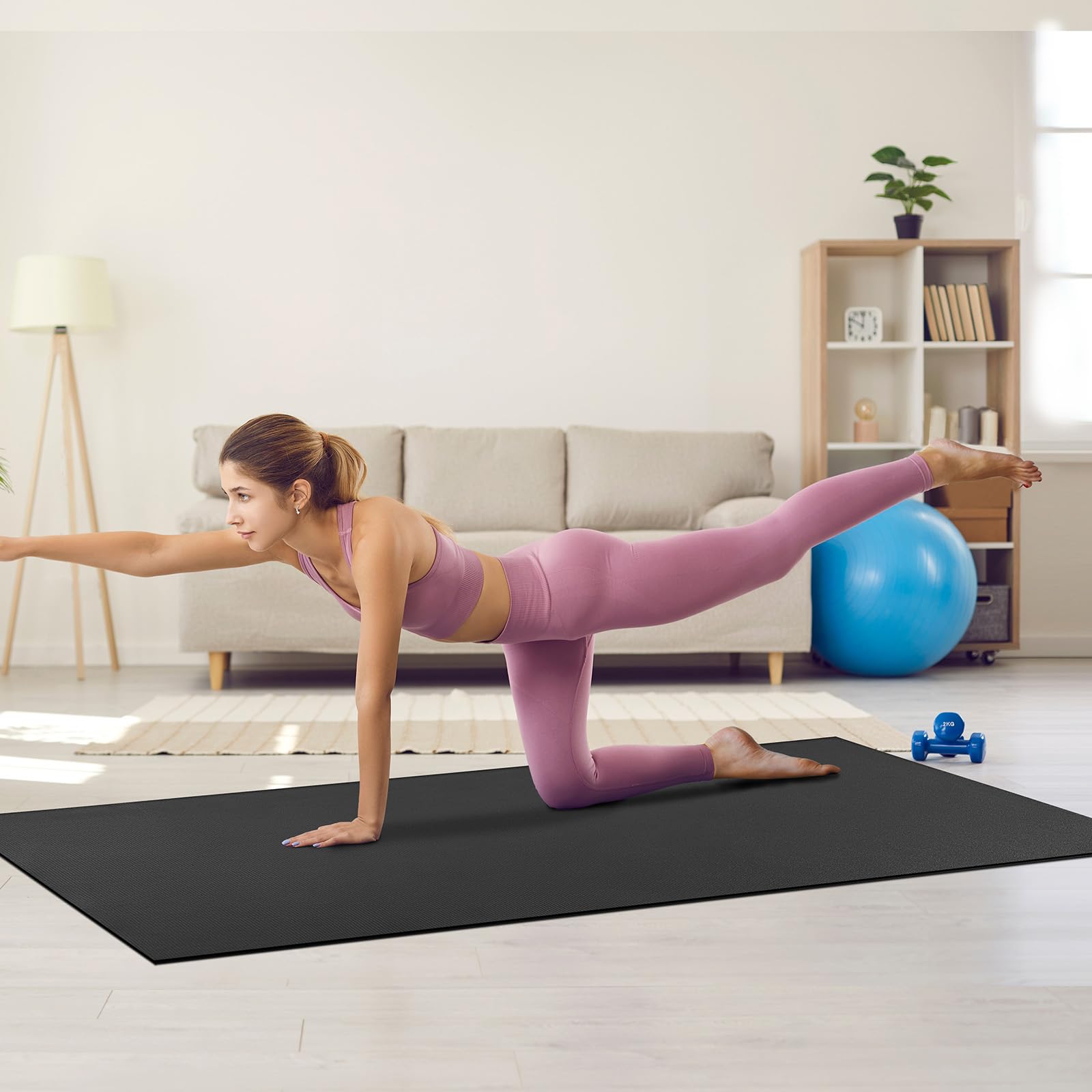 VEVOR Extra Large Non-Slip High Density Yoga Mat for Home Workouts - Premium Exercise Mat for Men & Women with Carry Bag & Strap - Ideal for Yoga, Pilates, Gym & Floor Exercises