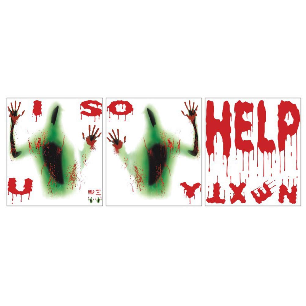 Spooky Halloween Ghost Stickers Set - Scary Bloody Handprint Wall Decals for Party Decorations | Perfect for Haunted House, Halloween Party & Scary Decor