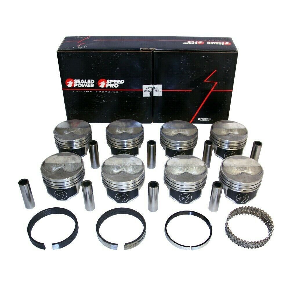 SPEED PRO Hypereutectic .125 Dome Pistons Set with MOLY Rings for Chevy SB 350 5.7L 040 - High Performance Engine Upgrade for Racing & Street Use