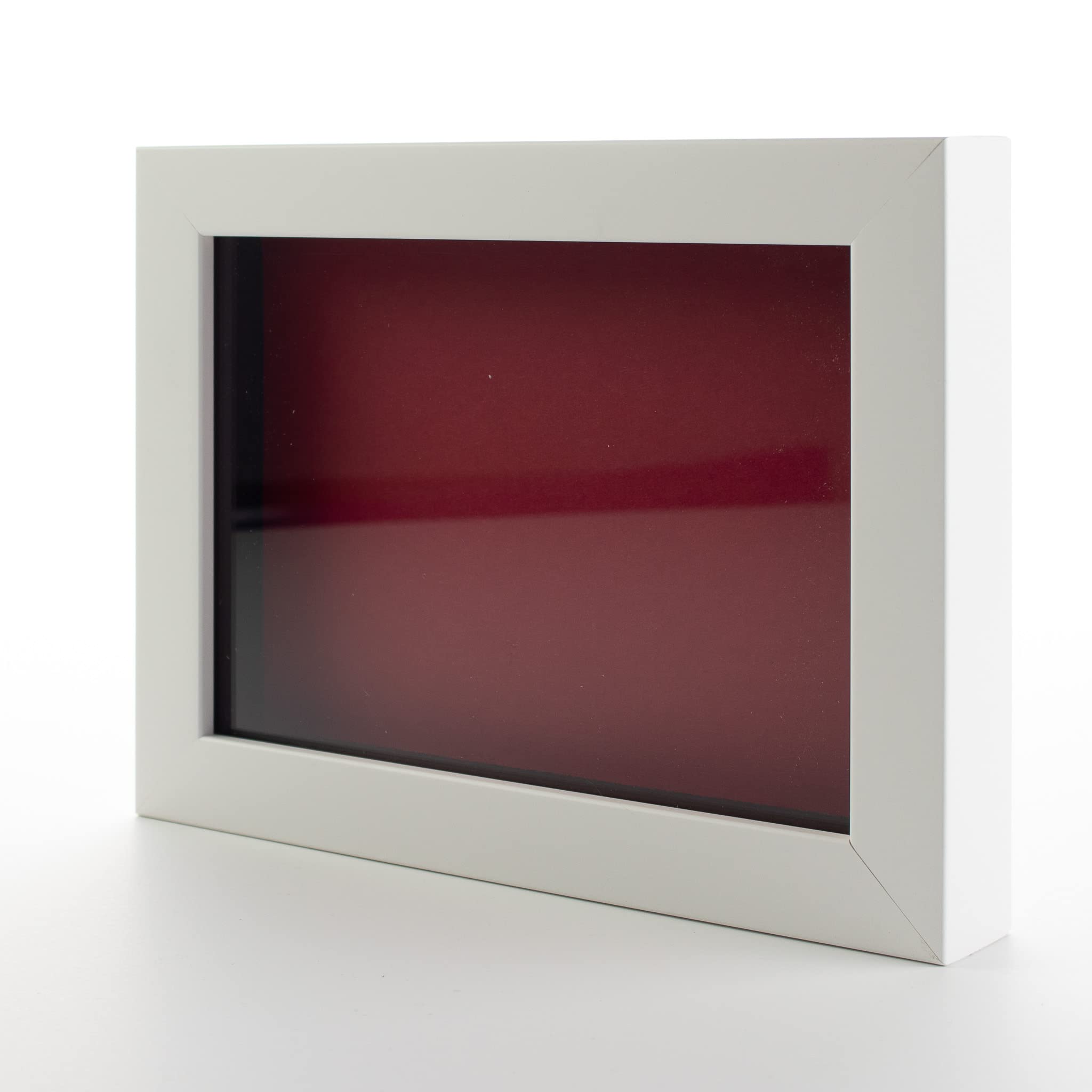 8x8 Shadow Box Frame - Solid Pine Wood, White Finish, Acid-Free Red Backing, UV Protective Acrylic - 0.75