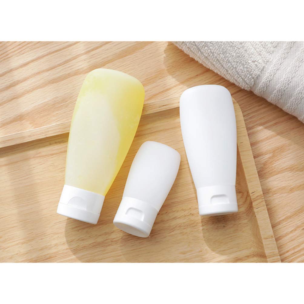 Beavorty 4pcs Travel-Sized Cosmetic Bottles Set - Leak-Proof Lotion, Shampoo, Soap & Gel Dispensers - Portable Clamshell Design for Makeup, Cleansing Milk & Skincare Products (White) | Perfect for Travel, Gym & Daily Organizing