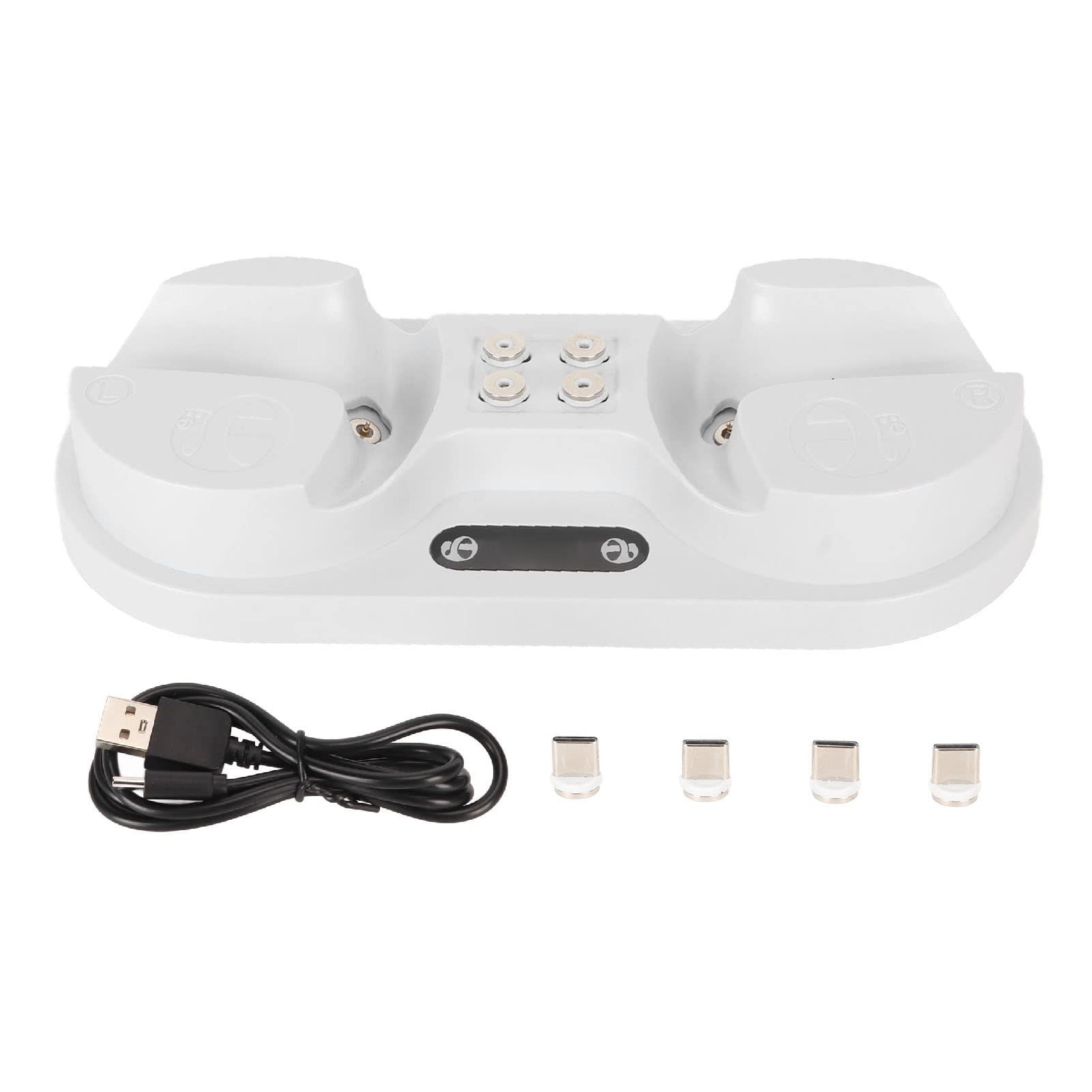 Dual USB-C Magnetic Charging Dock Station with 4 Ports & Short Circuit Protection for VR2 Controllers - Perfect for Gaming, Home & Office Use