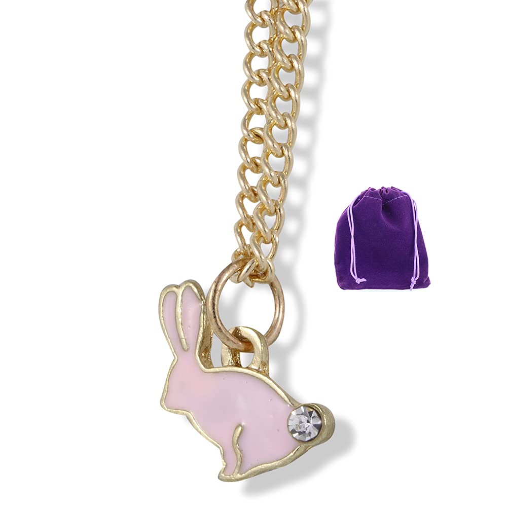 Sparkling Bunny Rabbit Rhinestone Tail Charm Snake Chain Necklace - Elegant Jewelry Gift for Women, Girls, Birthday, Valentine's Day, Party & Everyday Wear