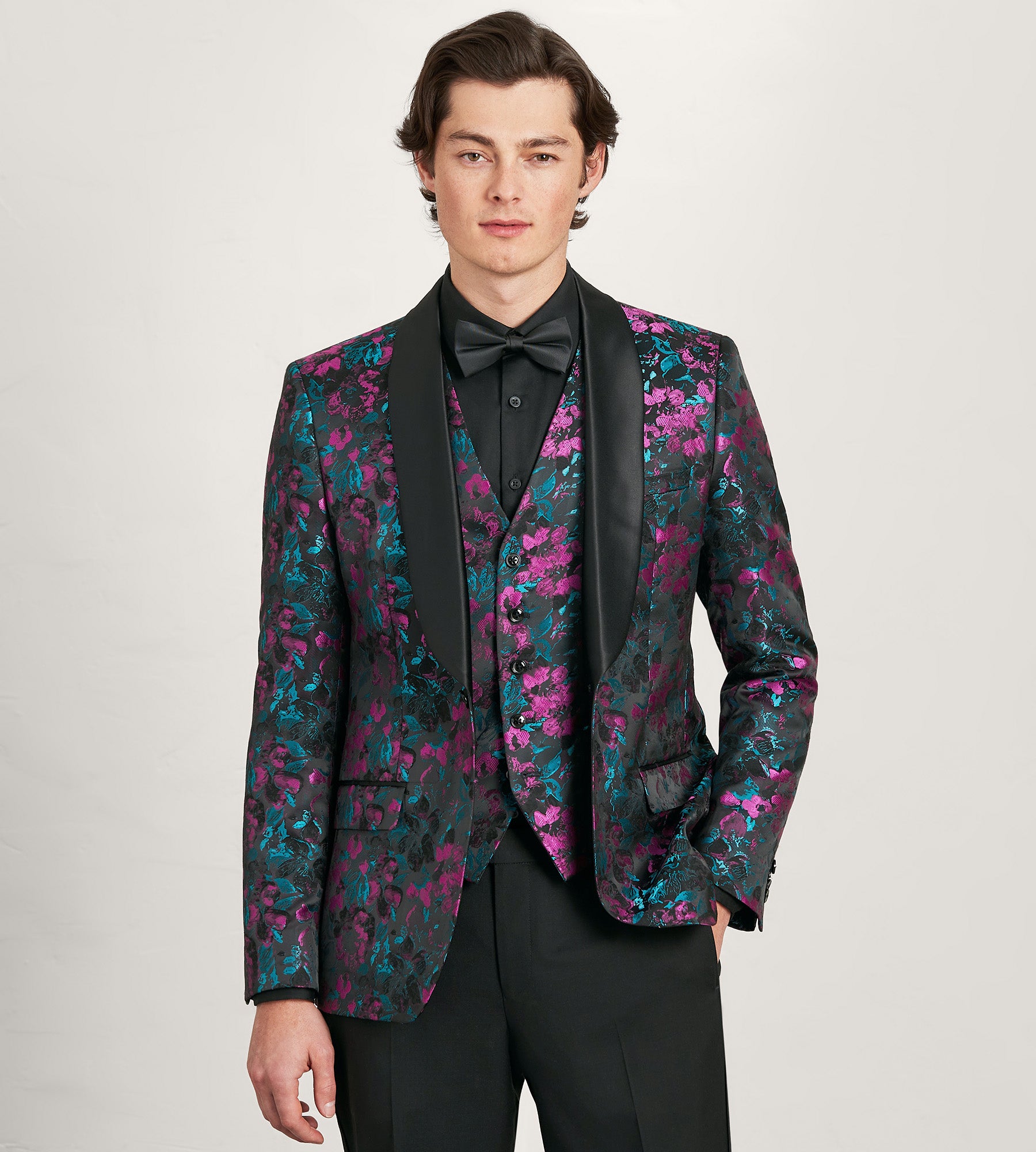 Elegant Purple Jacquard Tuxedo Vest for Men - Formal Wedding, Prom & Evening Wear - Luxury Embroidered Waistcoat for Groom, Gala & Special Occasions