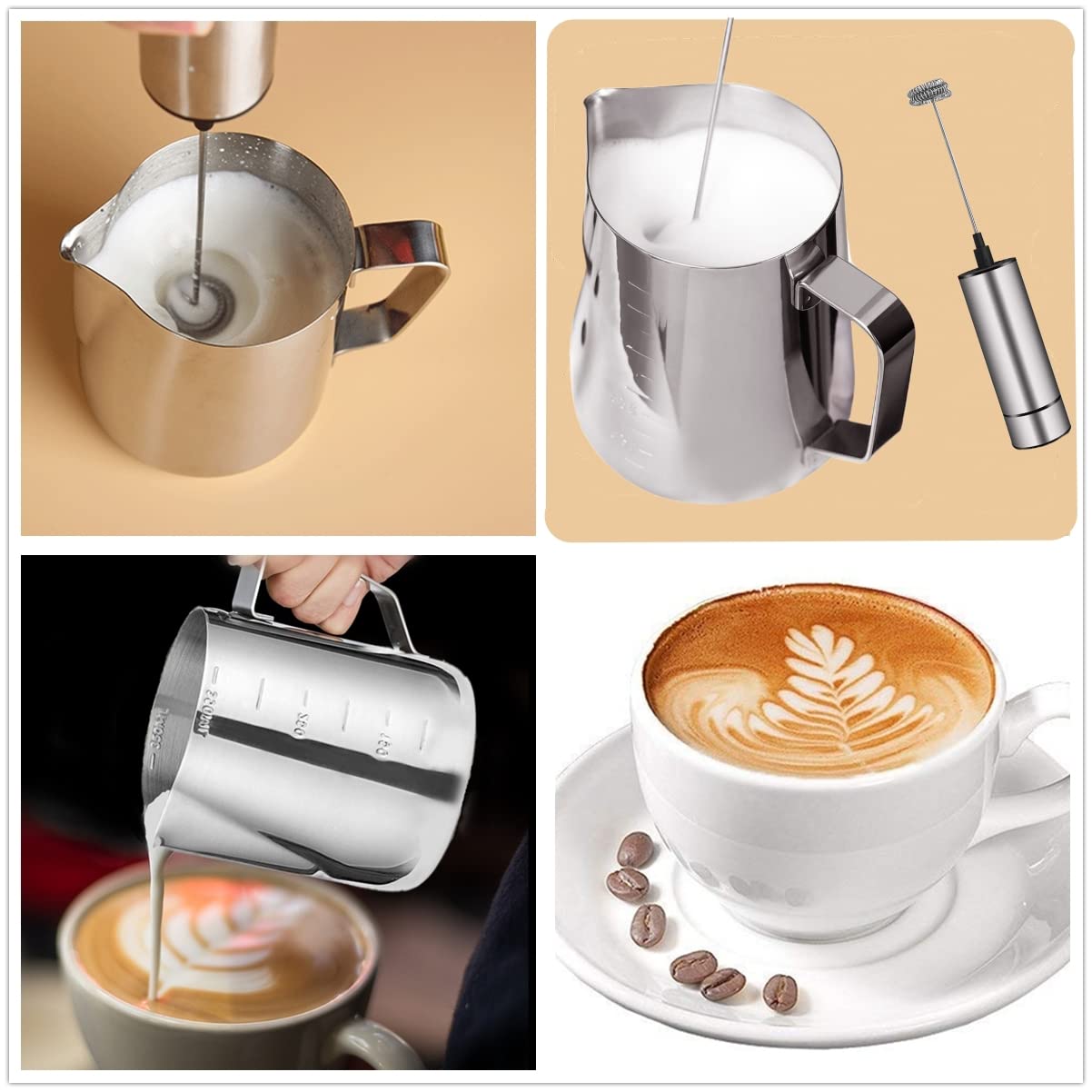 Battery Operated Handheld Milk Frother - Stainless Steel Mini Frother for Coffee, Latte, Cappuccino & Hot Chocolate | Perfect for Home, Office & Travel Use