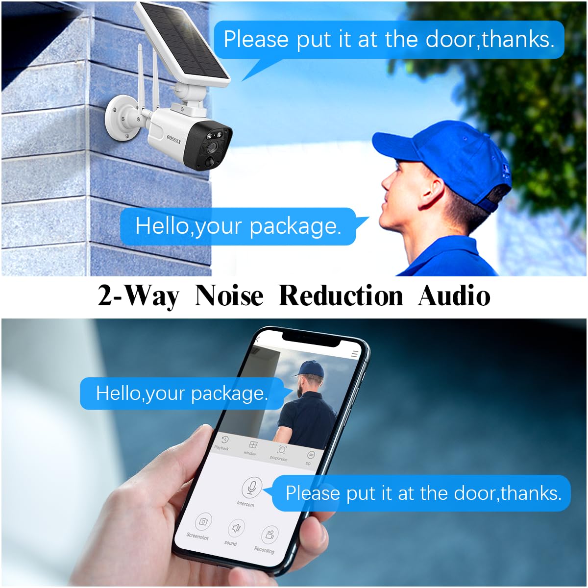 OOSSXX 4MP Solar Security Camera Outdoor Wireless - 2 Pack with Rechargeable Battery, WiFi Home Surveillance, Two-Way Audio & Night Vision | Weatherproof Solar Powered Cameras for Home, Garage & Backyard Security Monitoring